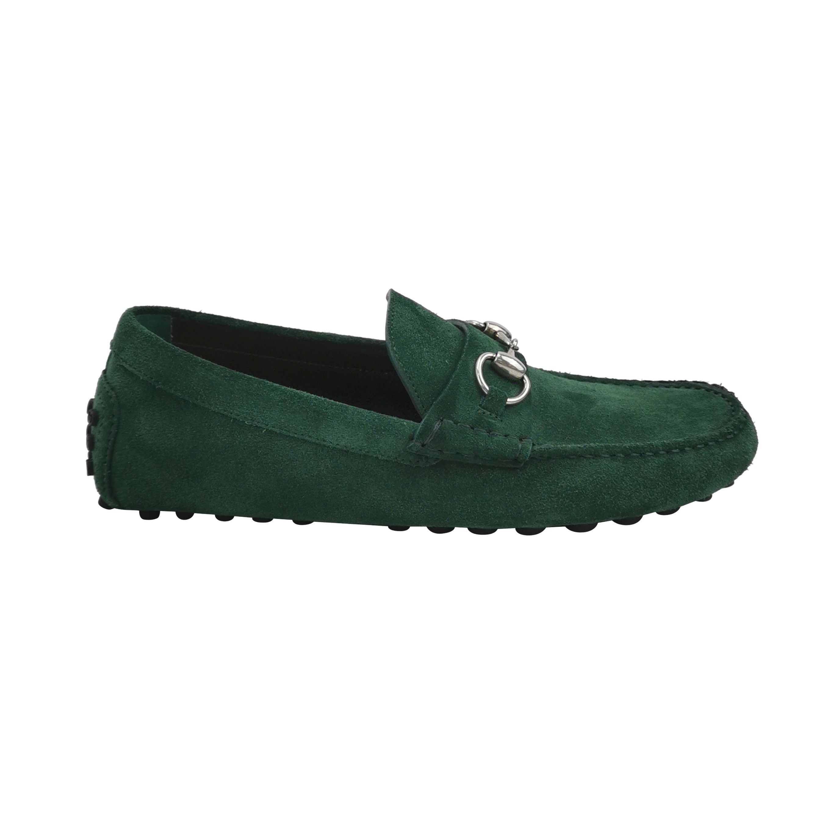Gucci Gucci Green Suede Horsebit Loafers 39.5 Size US 6 / EU 39 - 1 Thumbnail