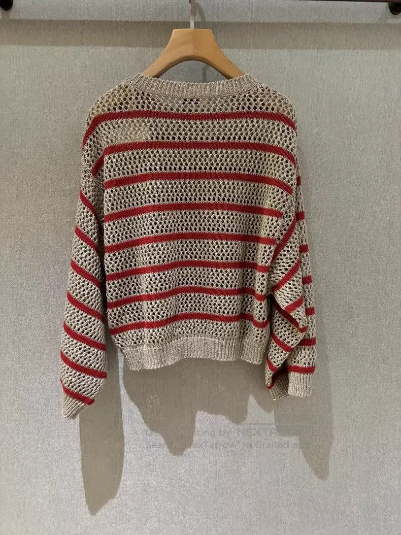 Brunello Cucinelli Brunello Cucinelli Women's Striped Sequin Knit Top Size S / US 4 / IT 40 - 4 Thumbnail