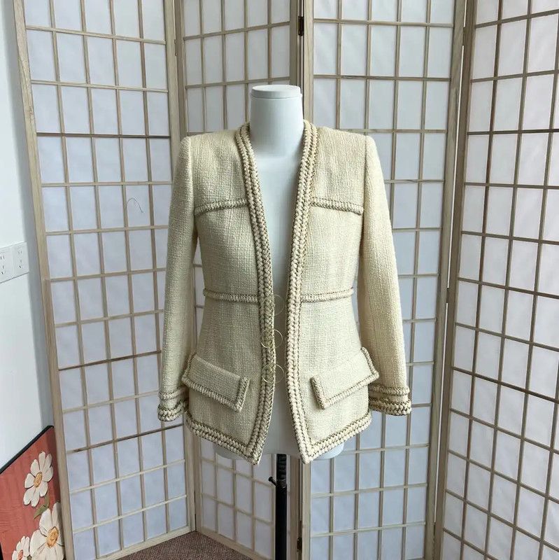 Chanel Chanel Off-White Wool Women's Jacket 0089 Size S / US 4 / IT 40 - 1 Thumbnail