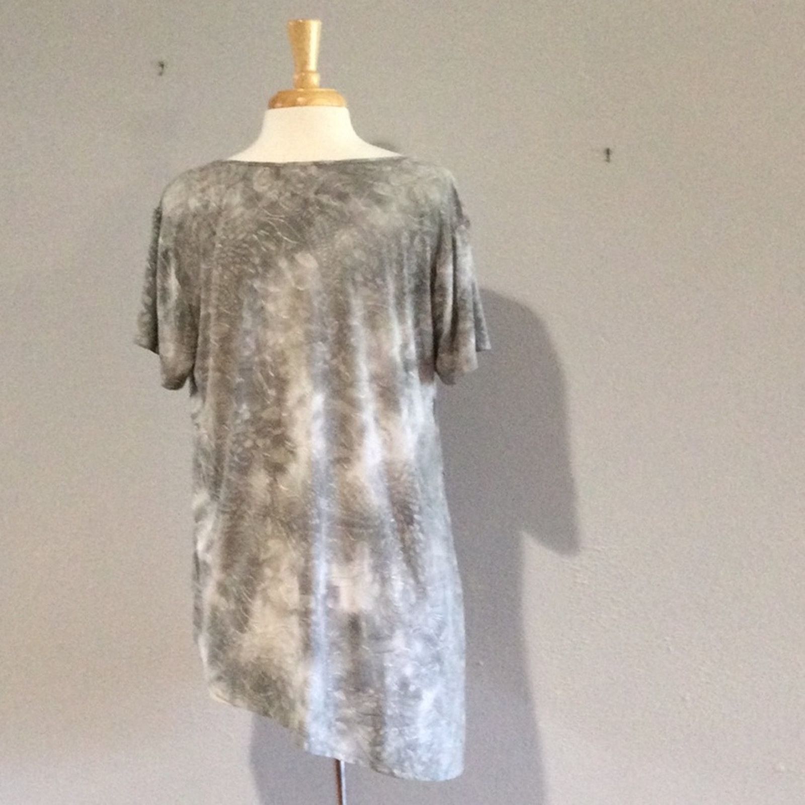 Vintage Sami & Jo Plus Gray & White Asymmetrical Women's Top Size 1X Size XL / US 12-14 / IT 48-50 - 10 Thumbnail
