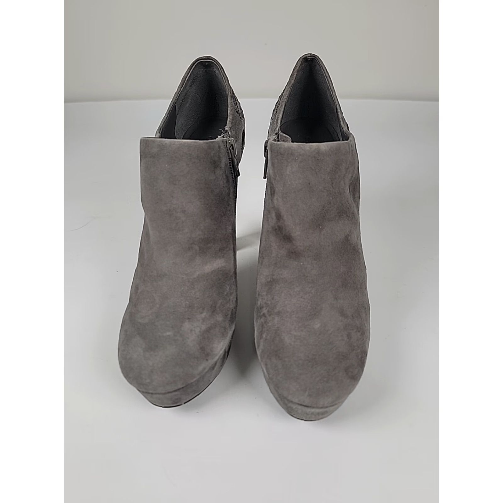 Vintage Gianni Bini Gray Suede Leather Zip Platform Ankle Boots Size 8 M Women’s Heel Stiletto Party/Cocktail Size US 8 / IT 38 - 3 Thumbnail