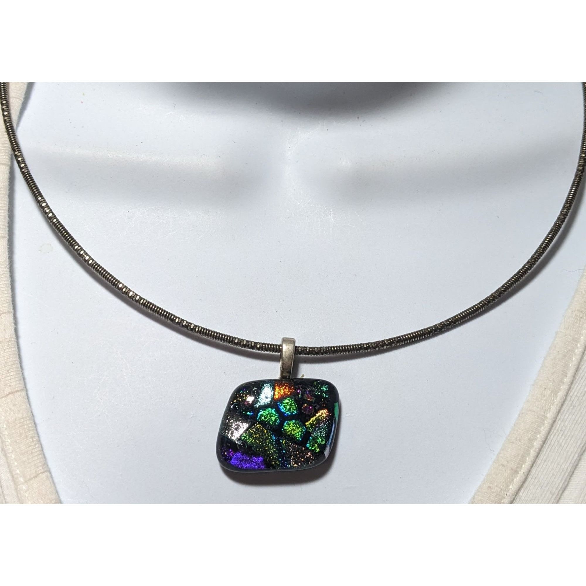 Other Rainbow Dichroic Glass Pendant Necklace Size ONE SIZE - 7 Thumbnail