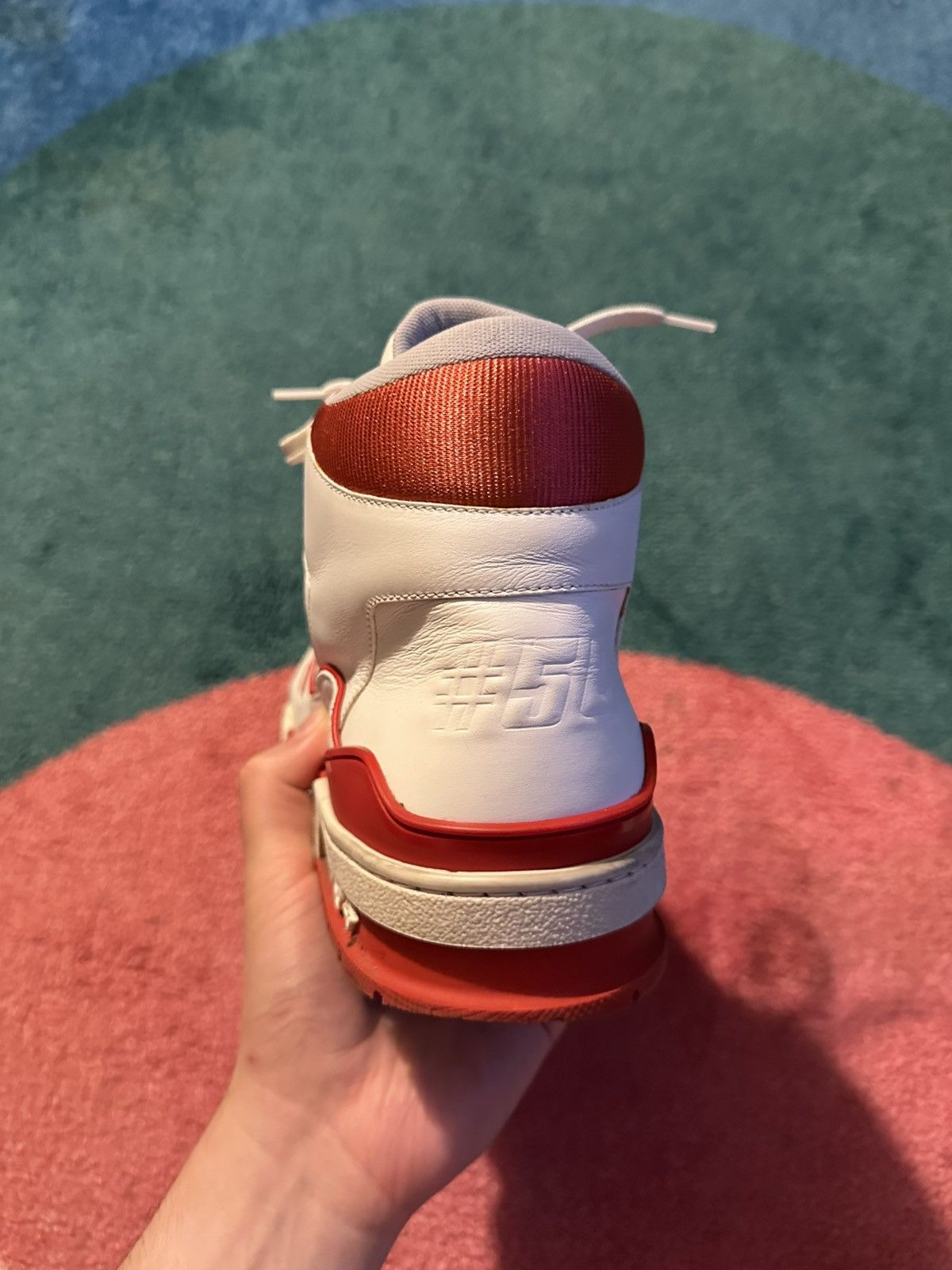 Louis Vuitton Louis Vuitton LV Trainer Mid White Red Size US 11 / EU 44 - 12 Thumbnail