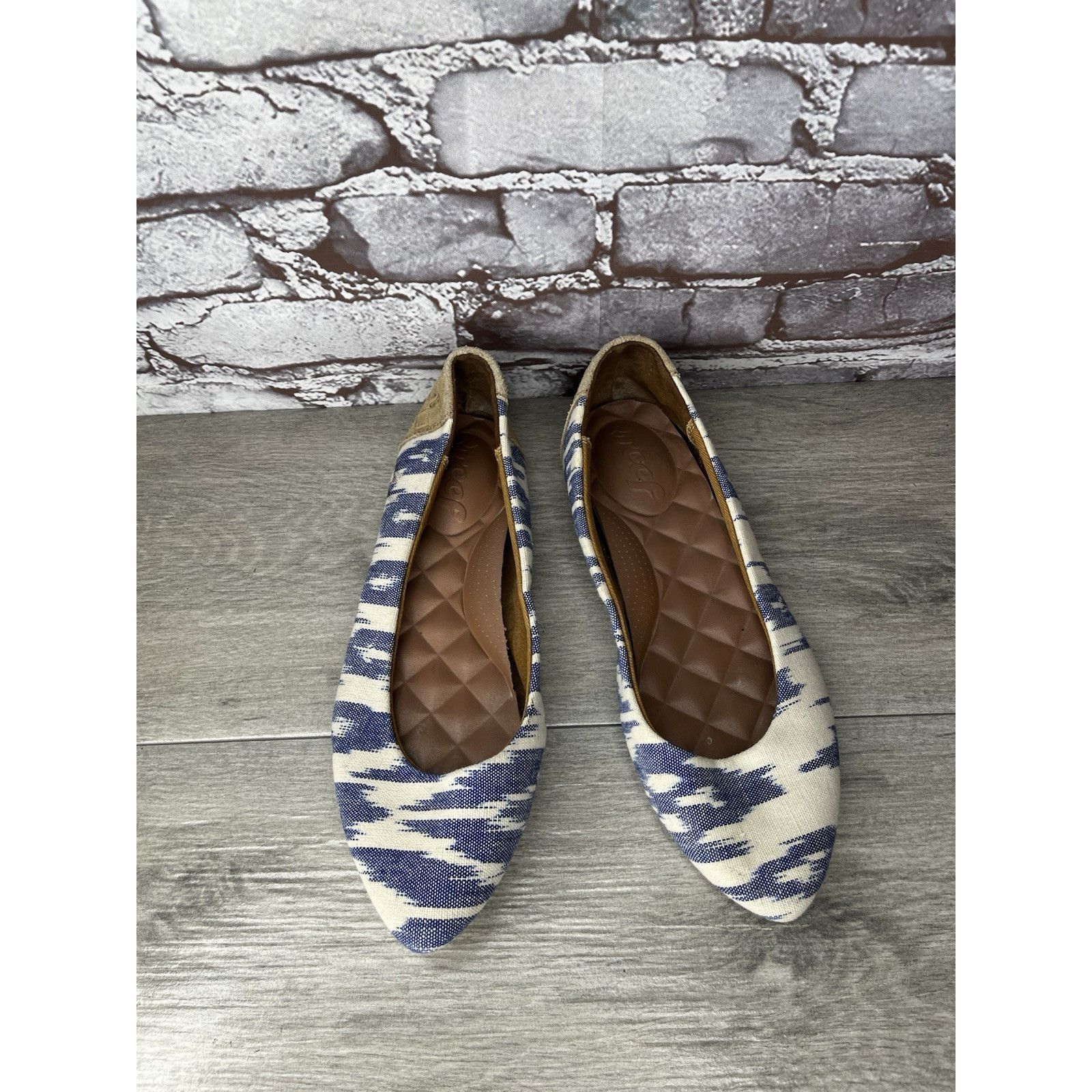 REEF Reef Bochica 2 Canvas Blue White Pointed Toe Ballet Flats Wo Size US 8.5 / IT 38.5 - 21 Thumbnail