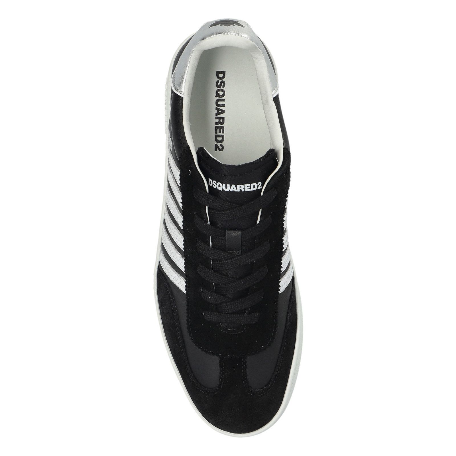 Dsquared2 DSQUARED2 Boxer Striped Black Leather Sneakers New & Authen Size US 12 / EU 45 - 4 Thumbnail