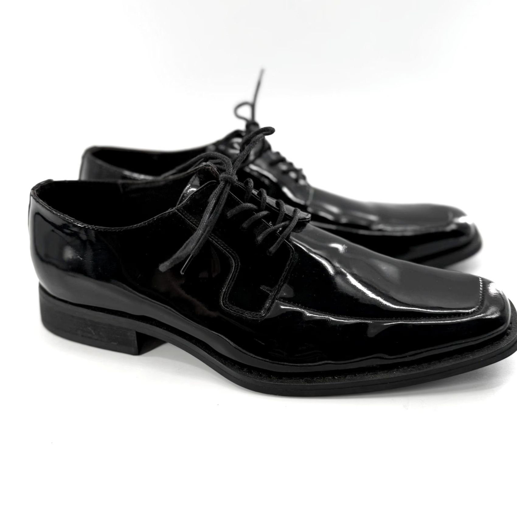 Vintage Studio Via Spiga Mens Laconi Oxford D Dress Patent Leather Black 10.5 D Square Toe Formal Shoes Size US 11 / EU 44 - 2 Thumbnail