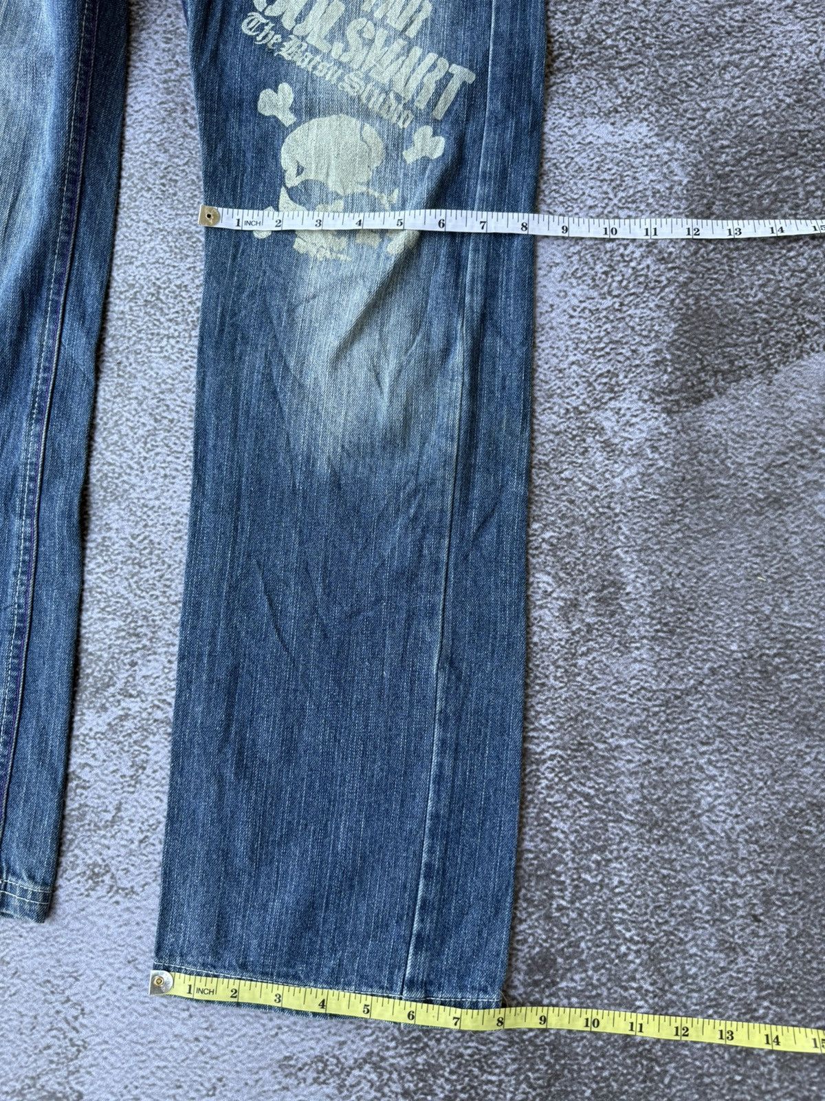If Six Was Nine × Japanese Brand × Le Grande Bleu (L.G.B.) flared batsu studio skull denim jeans Ifsixwasnine lgb Size US 30 / EU 46 - 6 Thumbnail