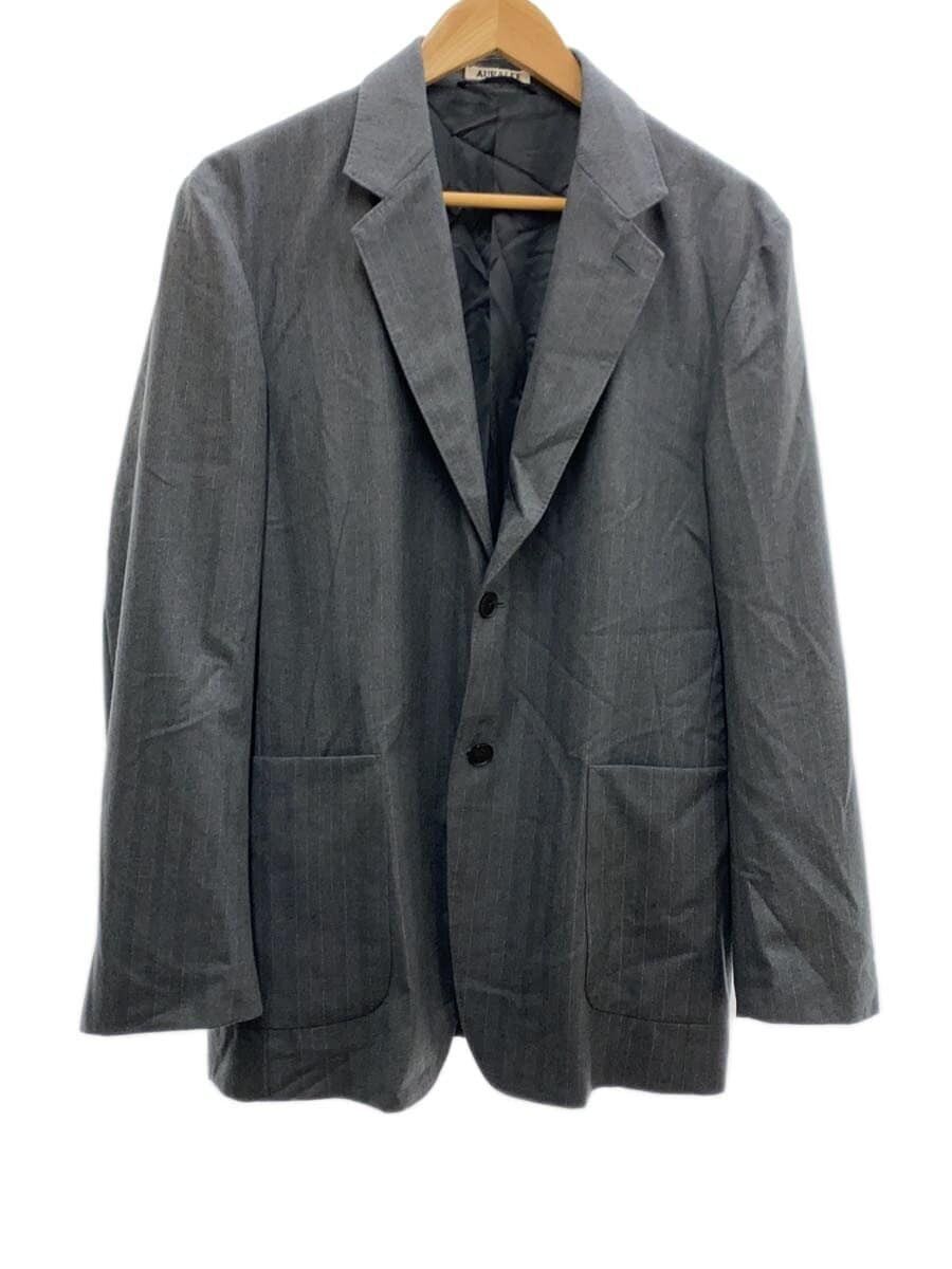 Auralee Gray Wool Stripe Tailored Jacket Size US L / EU 52-54 / 3 - 1 Thumbnail