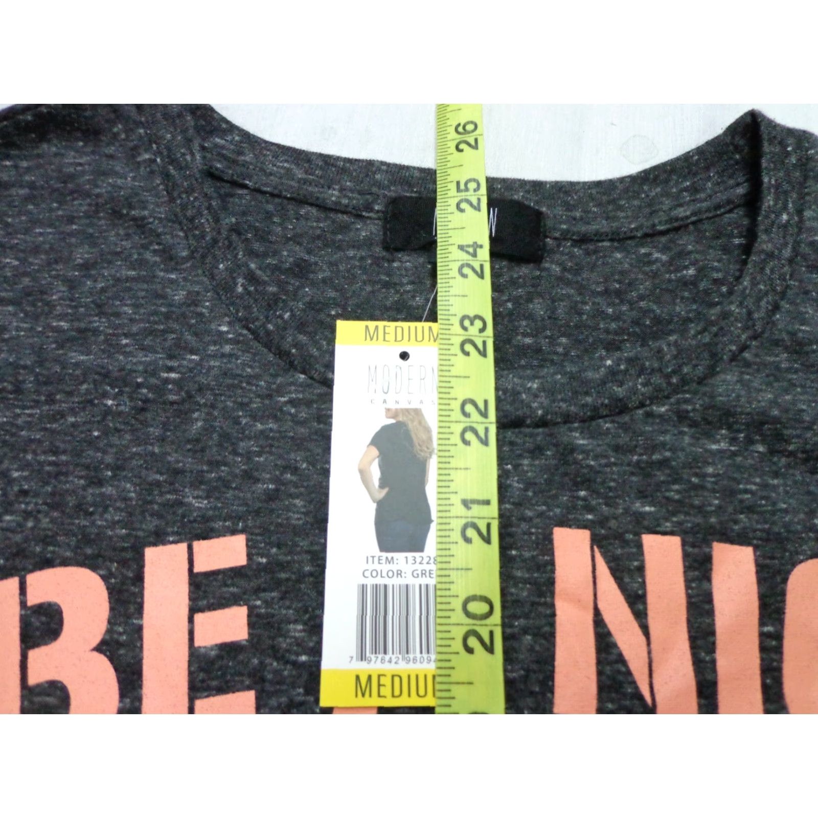 Vintage BE A NICE HUMAN Modern Canvas Women's T Shirt Dark Heather Gray Size Medium Size M / US 6-8 / IT 42-44 - 6 Thumbnail