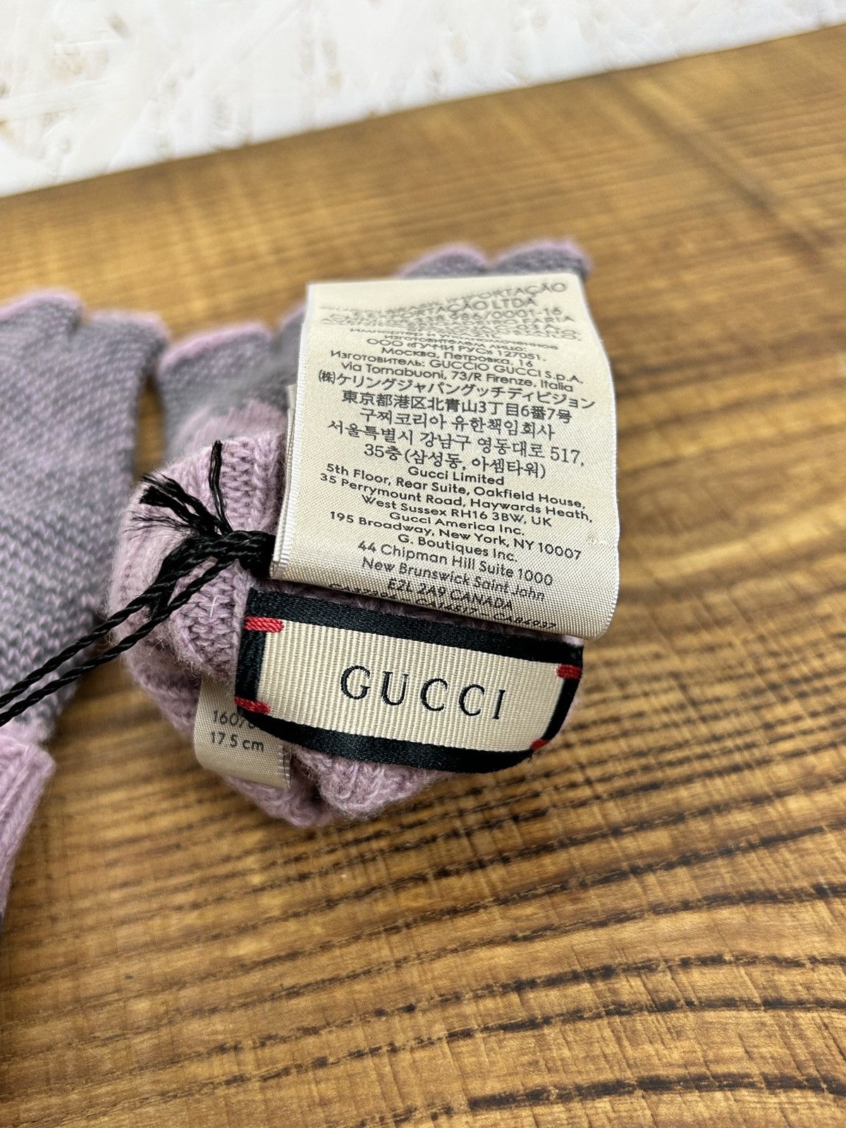 Gucci BNWT Gucci GG Cashmere Fingerless Glover Grey/Pink S Size ONE SIZE - 8 Thumbnail