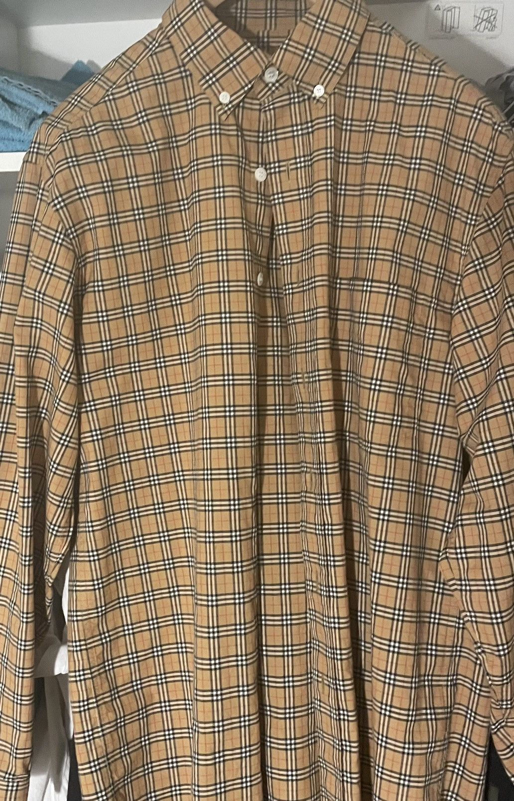 image of Burberry Button Up in Brown, Men's (Size Small)