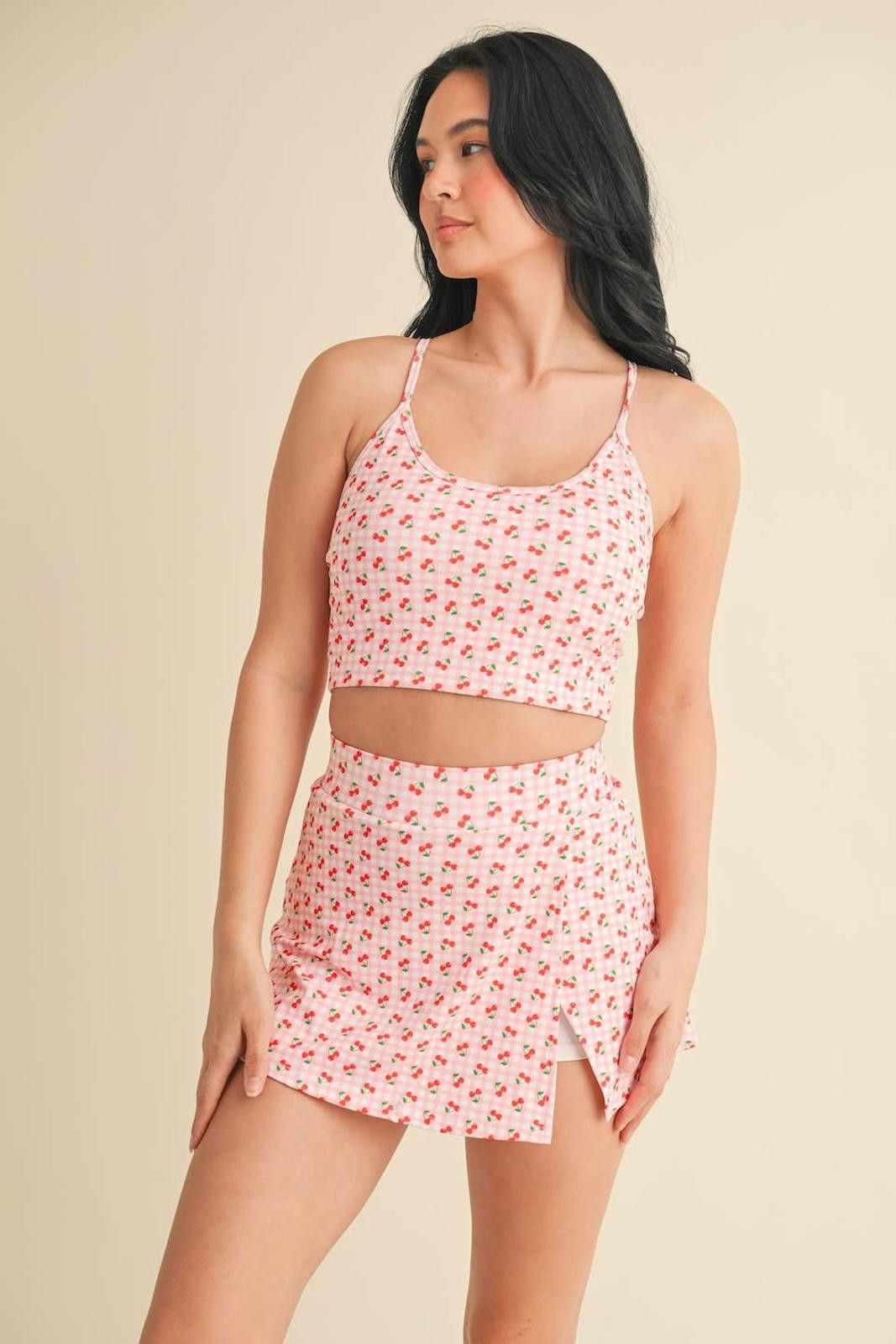 Christian Kimber Cherry Gingham Print Racerback Crop Tank by Kimberly C Size ONE SIZE - 6 Thumbnail