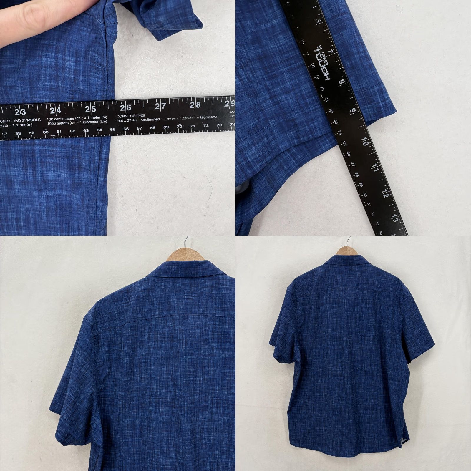 Vintage CON.STRUCT Shirt Mens 2XL Blue Geometric Short Sleeve Button Up Slim Stretch Size US XXL / EU 58 / 5 - 8 Thumbnail