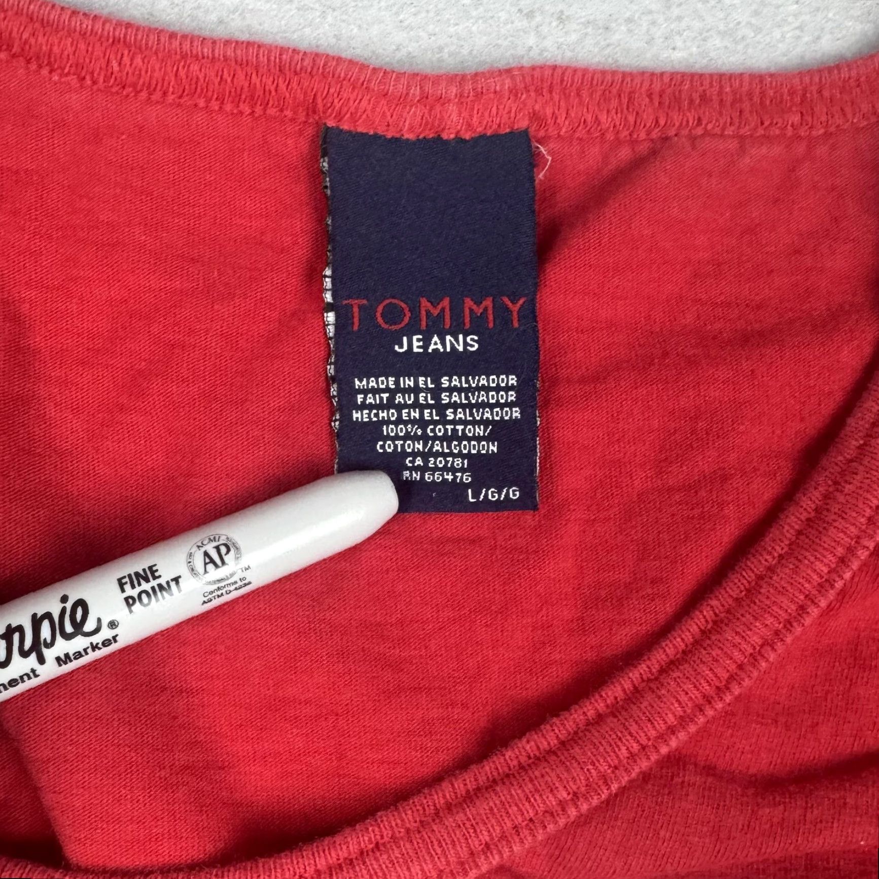 Vintage Tommy Jeans Tank Top Shirt Mens Large Red Graphic Print Sleeveless 100% Cotton Size US L / EU 52-54 / 3 - 6 Thumbnail