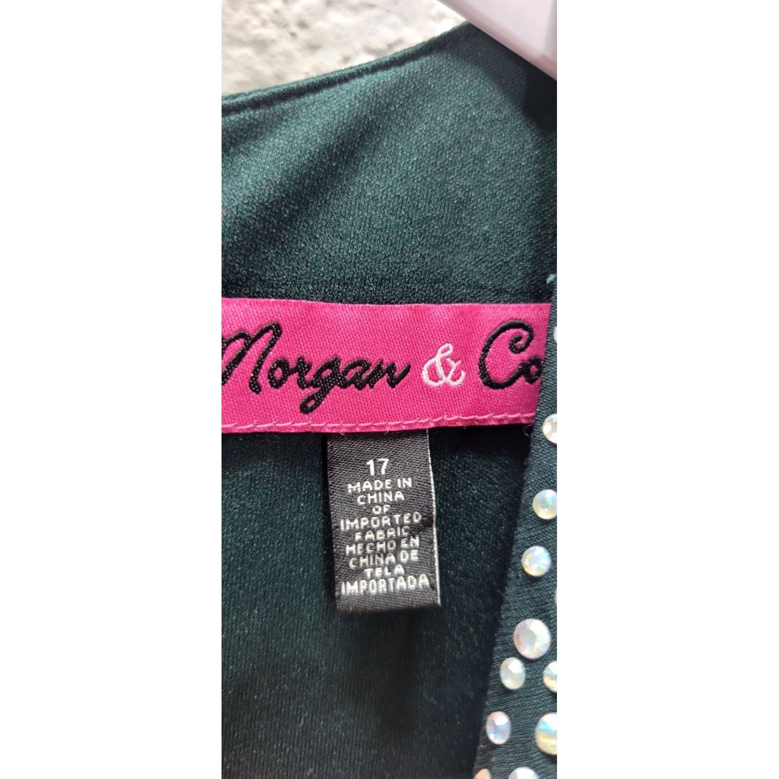 Vintage Morgan Co. Green Mermaid Maxi Rainstone Prom Evening Dress Sz 17 NWT Size XXL / US 16-18 / IT 52-54 - 6 Thumbnail