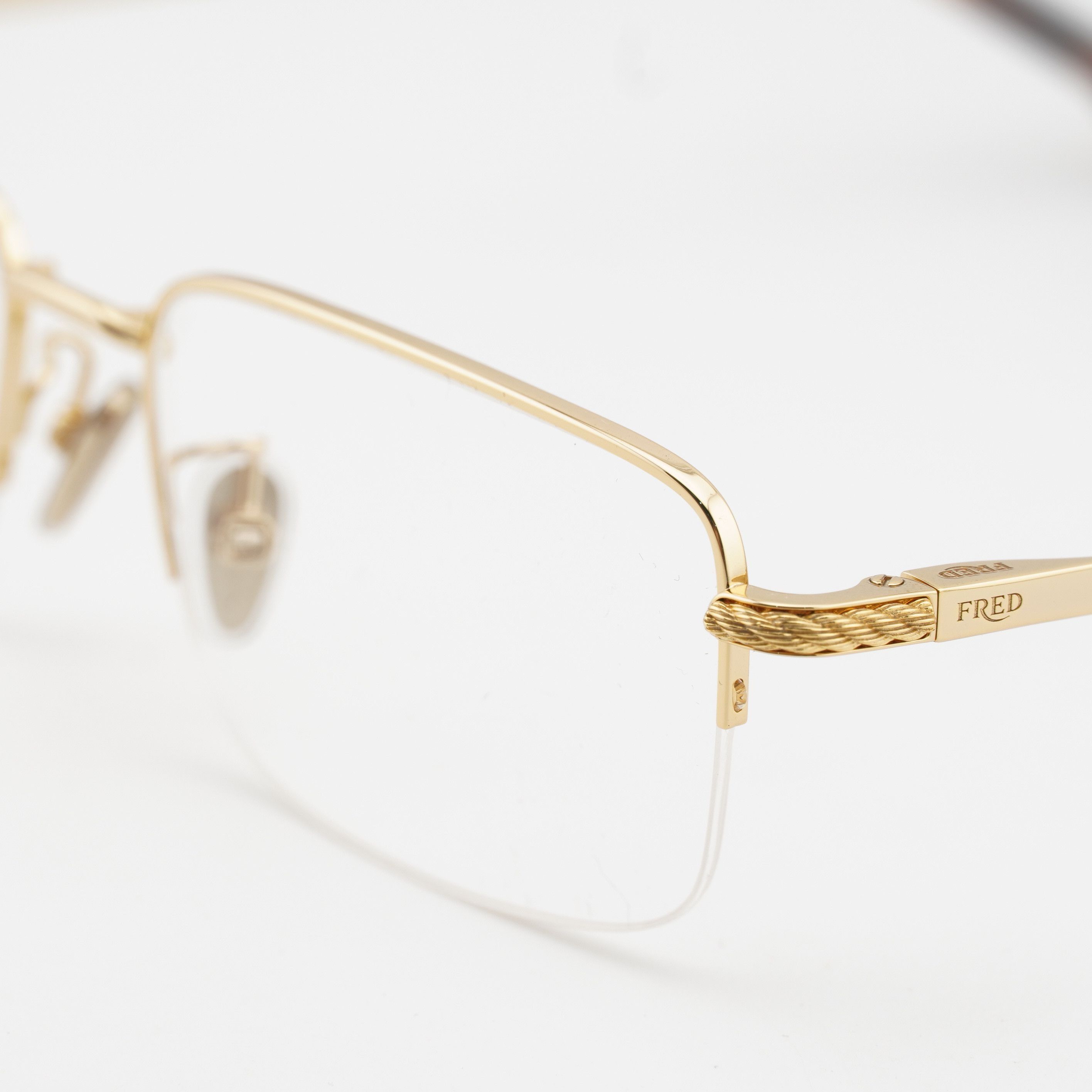 FRED Fred FG50024F 032 Eyeglasses Gold 56mm Rectangle Frame Size ONE SIZE - 2 Thumbnail
