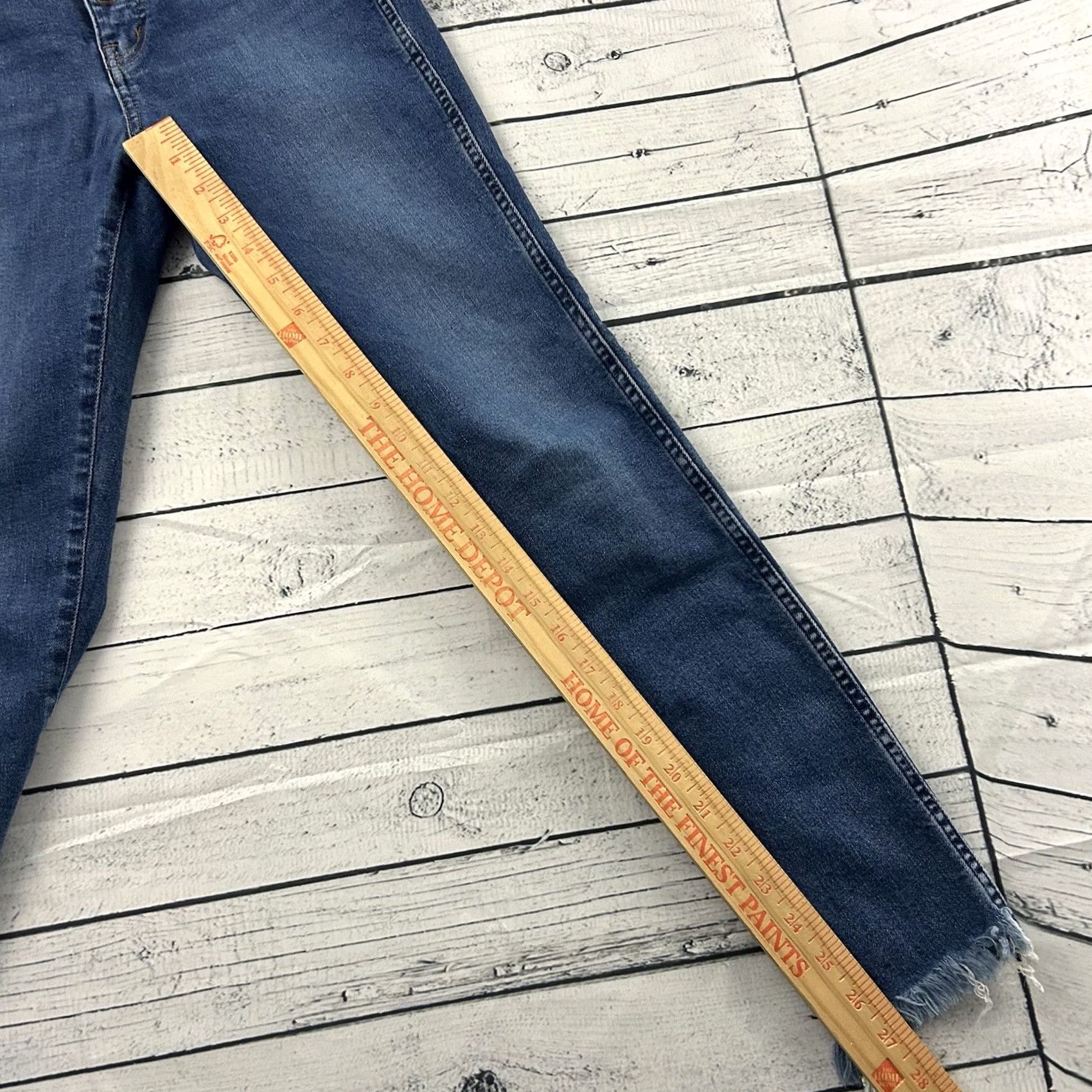 Madewell Madewell 10" Hi-Rise Button Fly Skinny Raw Hem Denim Blue Jeans Women's 27 Jeans Size 27" / US 4 / IT 40 - 7 Thumbnail
