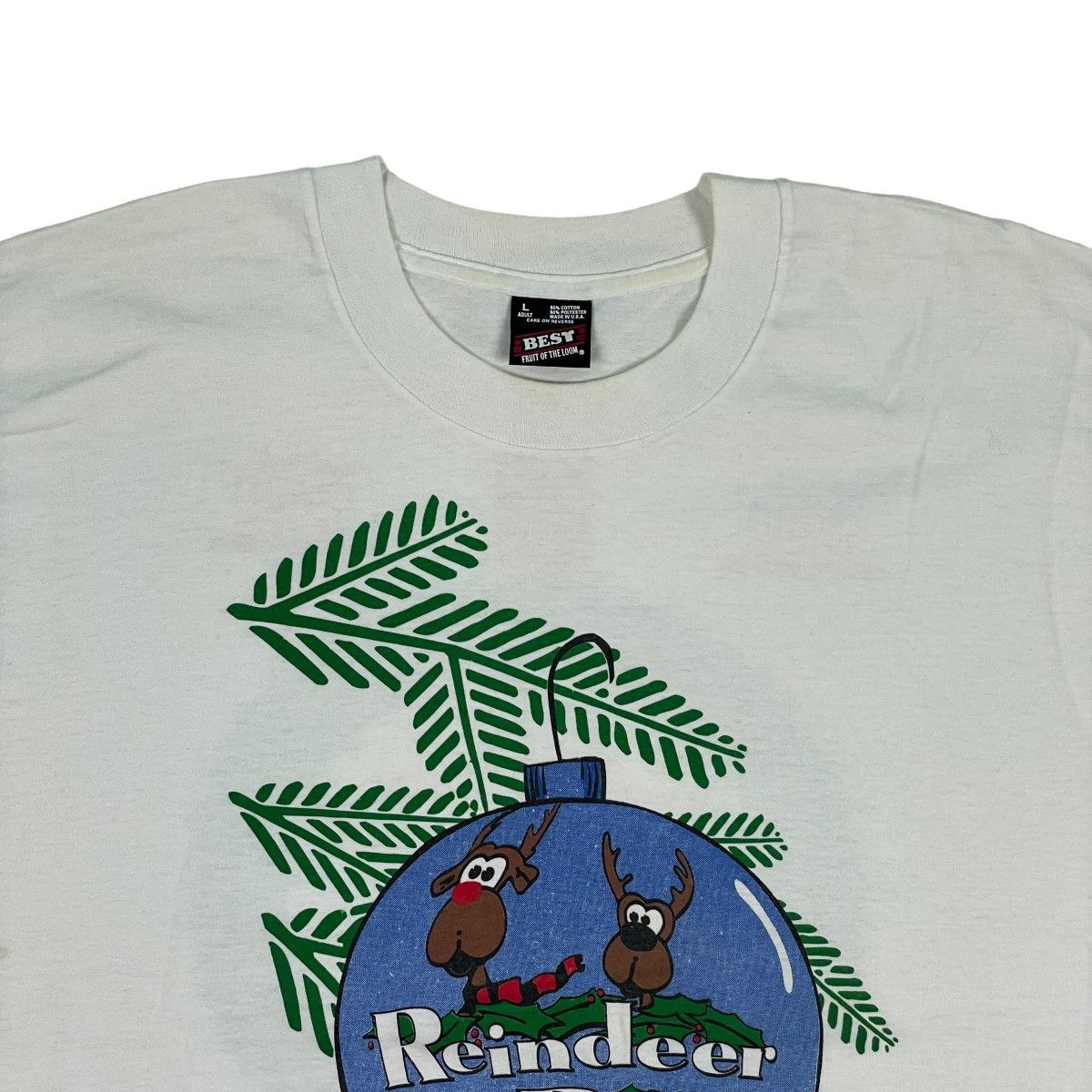 Fruit Of The Loom 🔥LAST PRICE🔥 Vintage 90s Reindeer Run Event Tee Size US L / EU 52-54 / 3 - 3 Thumbnail