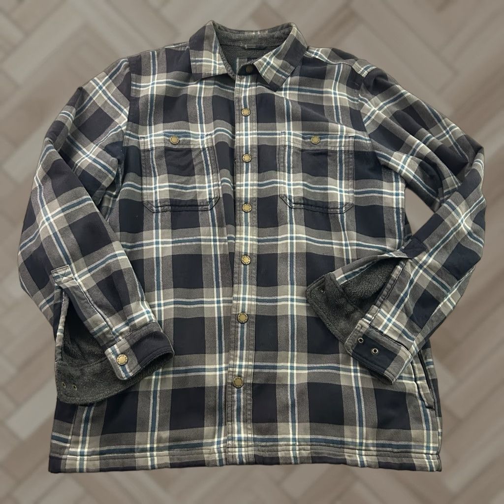 Vintage L.L. Bean Fleece Lined Shirt Jacket Mens M Gray Flannel Jacket Size US M / EU 48-50 / 2 - 1 Thumbnail