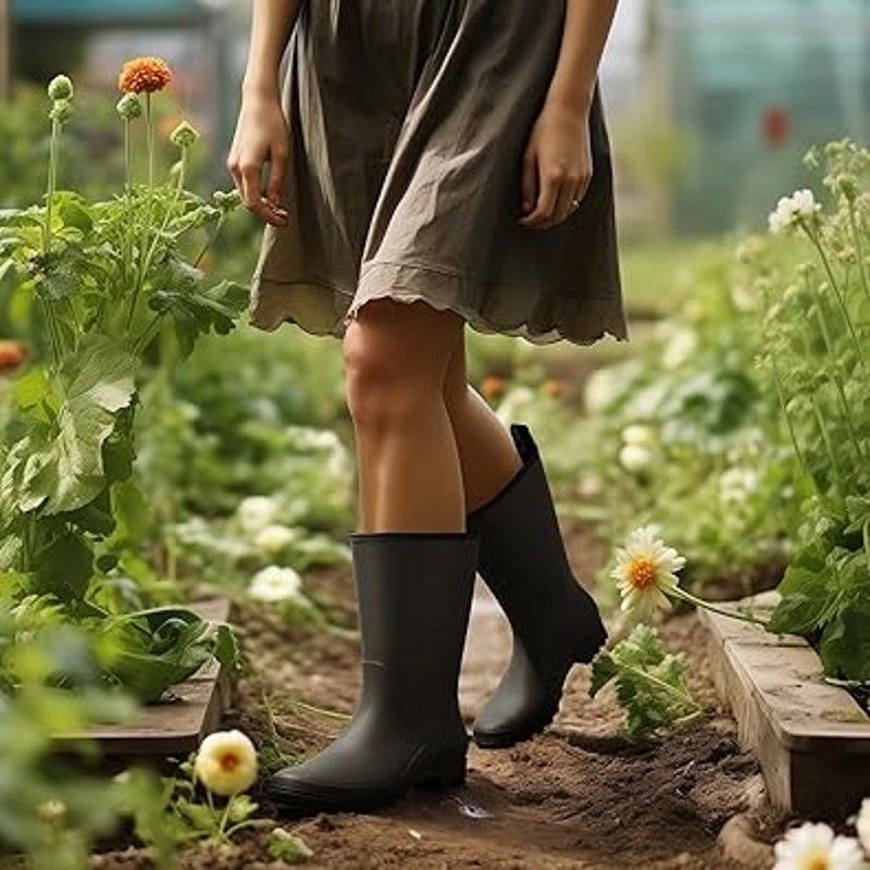 Other Hisea Women's Size 8 Wide Calf Black Waterproof Rain Boots Size US 8 / IT 38 - 5 Thumbnail