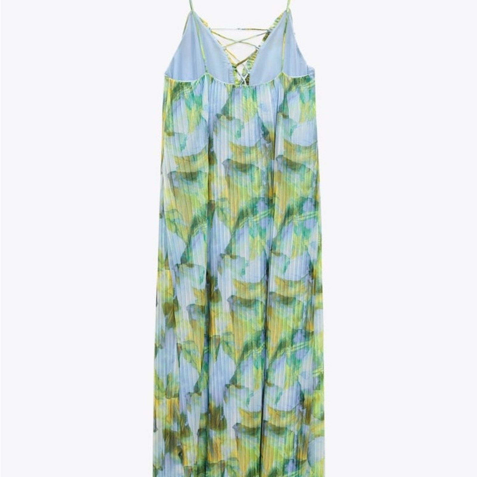 Zara ZARA PRINTED TULLE DRESS BLUE / GREEN Size M / US 6-8 / IT 42-44 - 10 Thumbnail