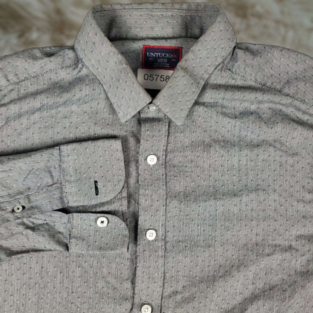 UNTUCKit VINTAGE UNTUCKit Men’s Shirt Long Sleeve Collared Button-Up Casual Classic Cotton Gray Large Size US L / EU 52-54 / 3 - 1 Thumbnail