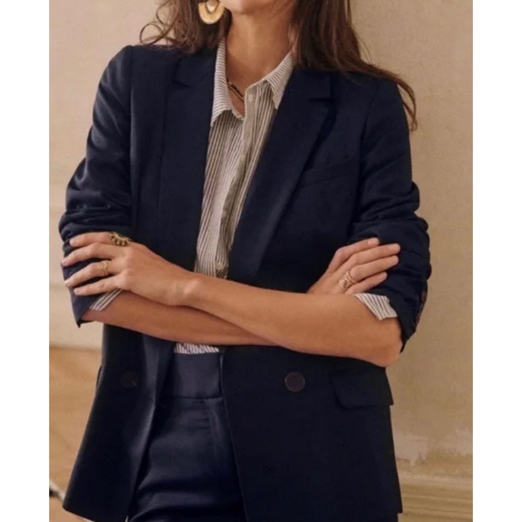 Sezane NWOT Sezane CHRISTIE JACKET Double breasted suit BLUE thin w Size S / US 4 / IT 40 - 1 Thumbnail
