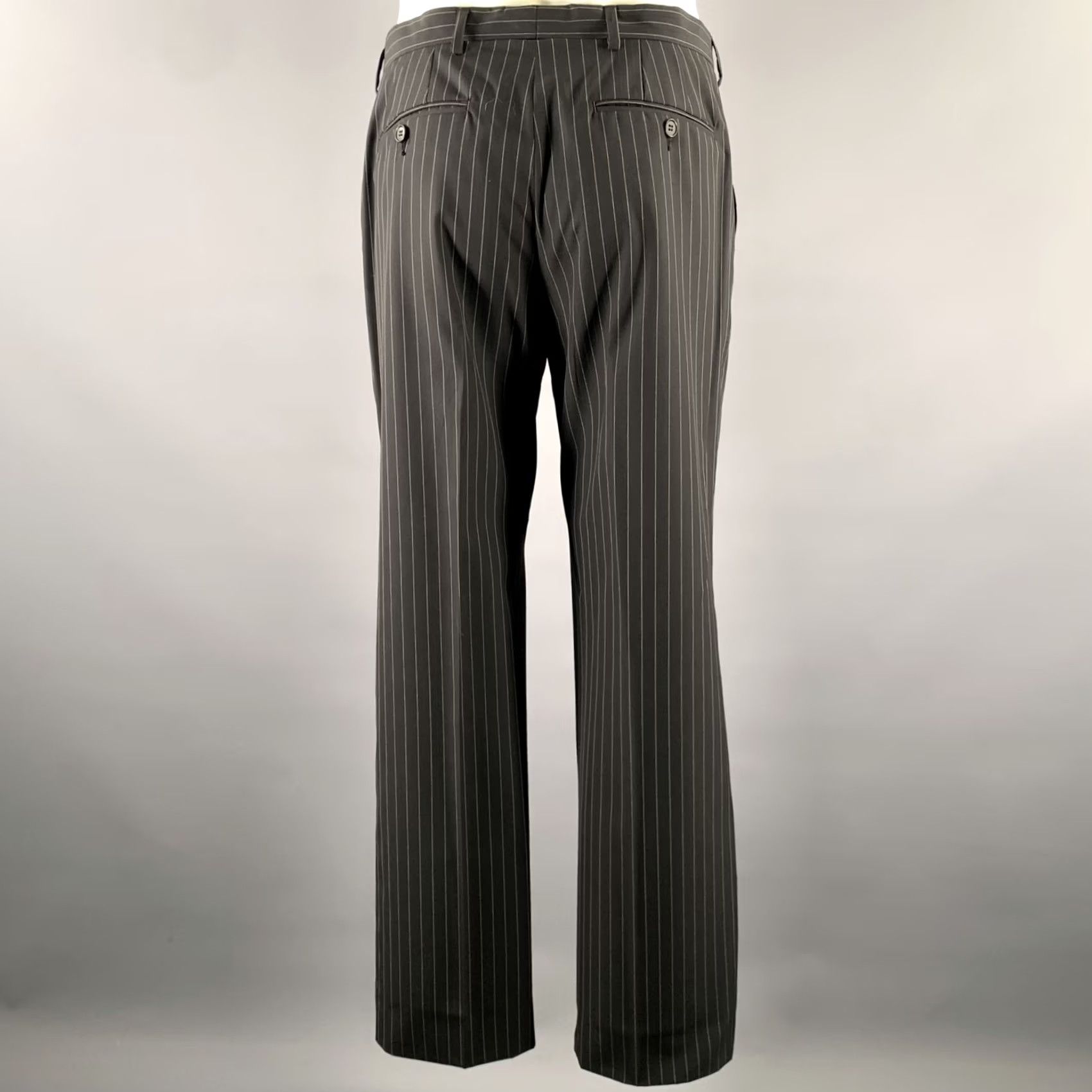 Paul Smith PAUL SMITH Suit Black White Pinstripe Wool Notch Lapel Size 38 Men Size 38R - 6 Thumbnail