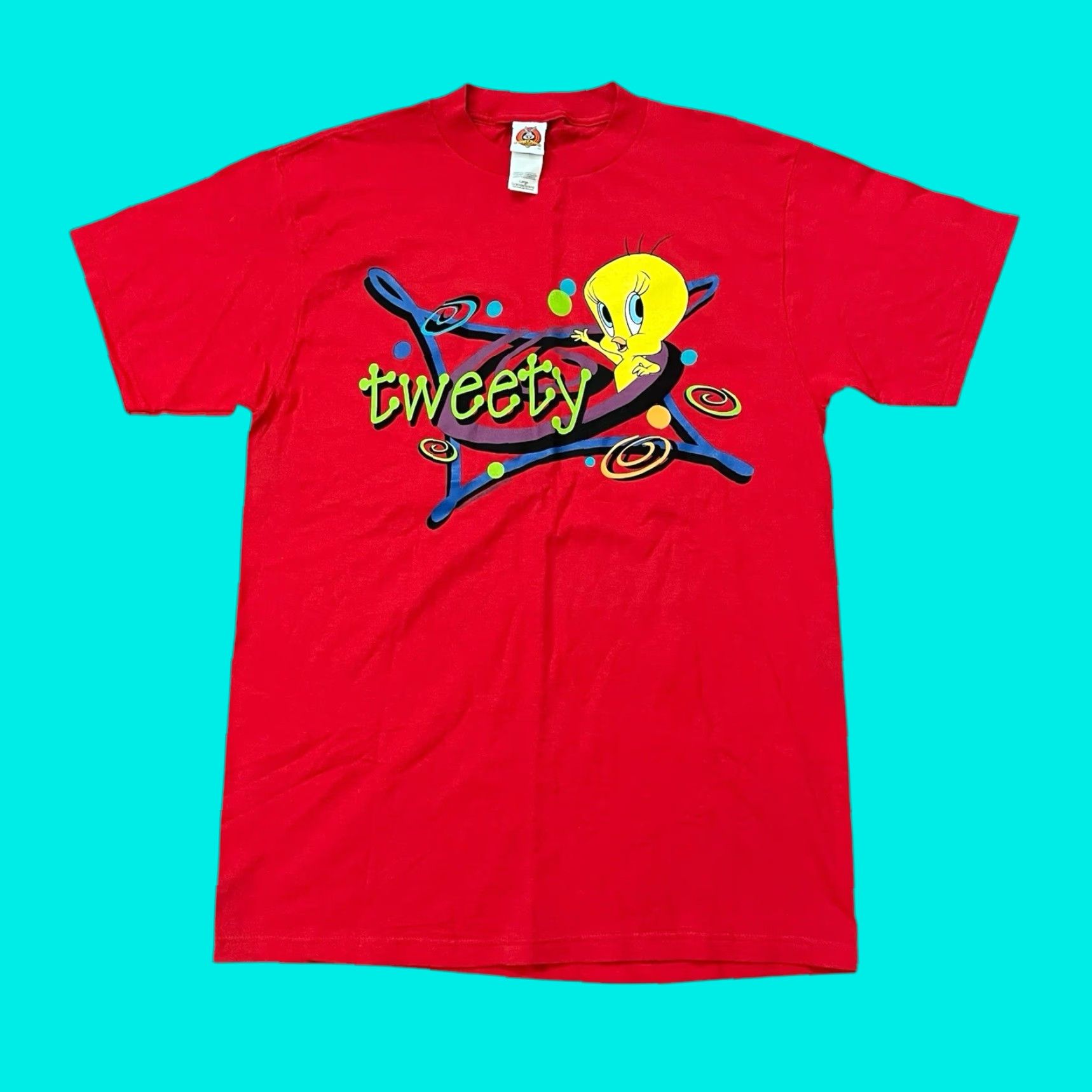 Vintage VINTAGE Tweety Bird Cowboy T-Shirt Large Red Looney Tunes 1997 90s Jerry Leigh Size US L / EU 52-54 / 3 - 1 Thumbnail