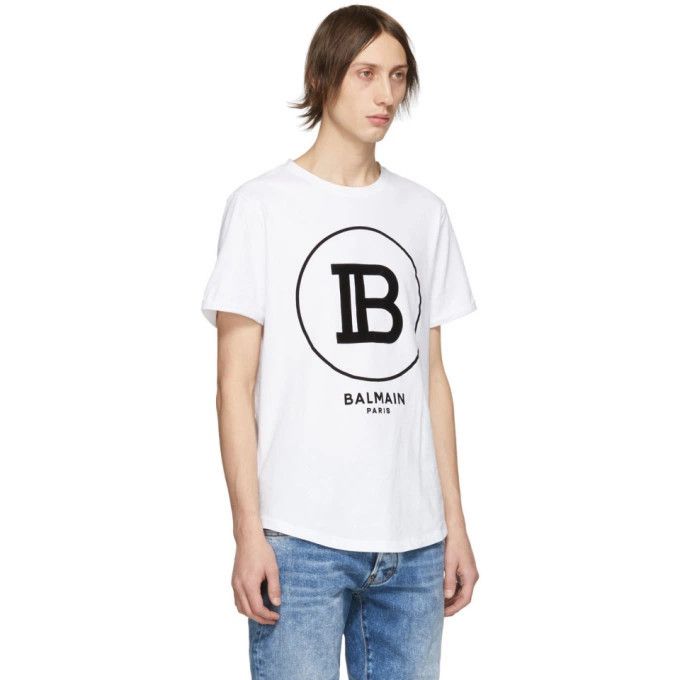 Balmain o1y0426 Logo Crewneck T-Shirt in White Size US S / EU 44-46 / 1 - 2 Thumbnail