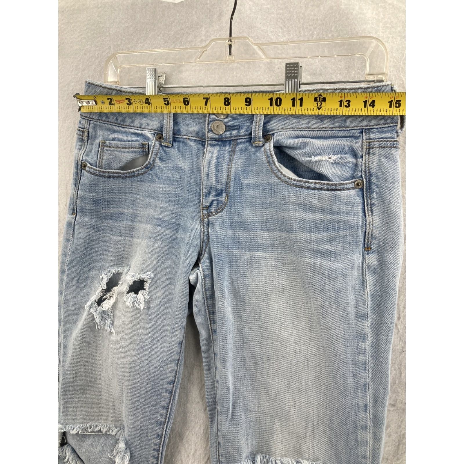 American Eagle Outfitters American Eagle Outfitters Jeans Womens 4 Artist Stretch Crop Blue Denim Distressed Jegging Slim 30 Blue Women Jeans 4 Size 27" / US 4 / IT 40 - 3 Thumbnail