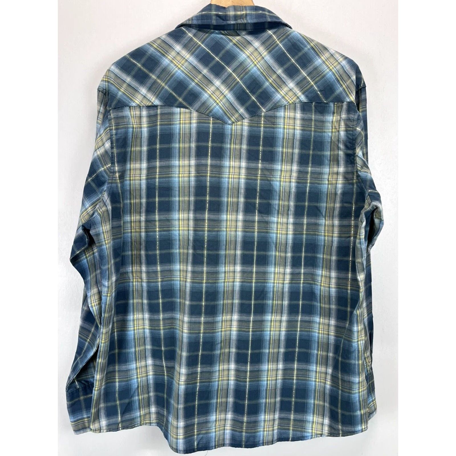 Wrangler Wrangler Western Wear Blue Plaid Button-Up Shirt Mens XL Cowboy Size US XL / EU 56 / 4 - 2 Thumbnail