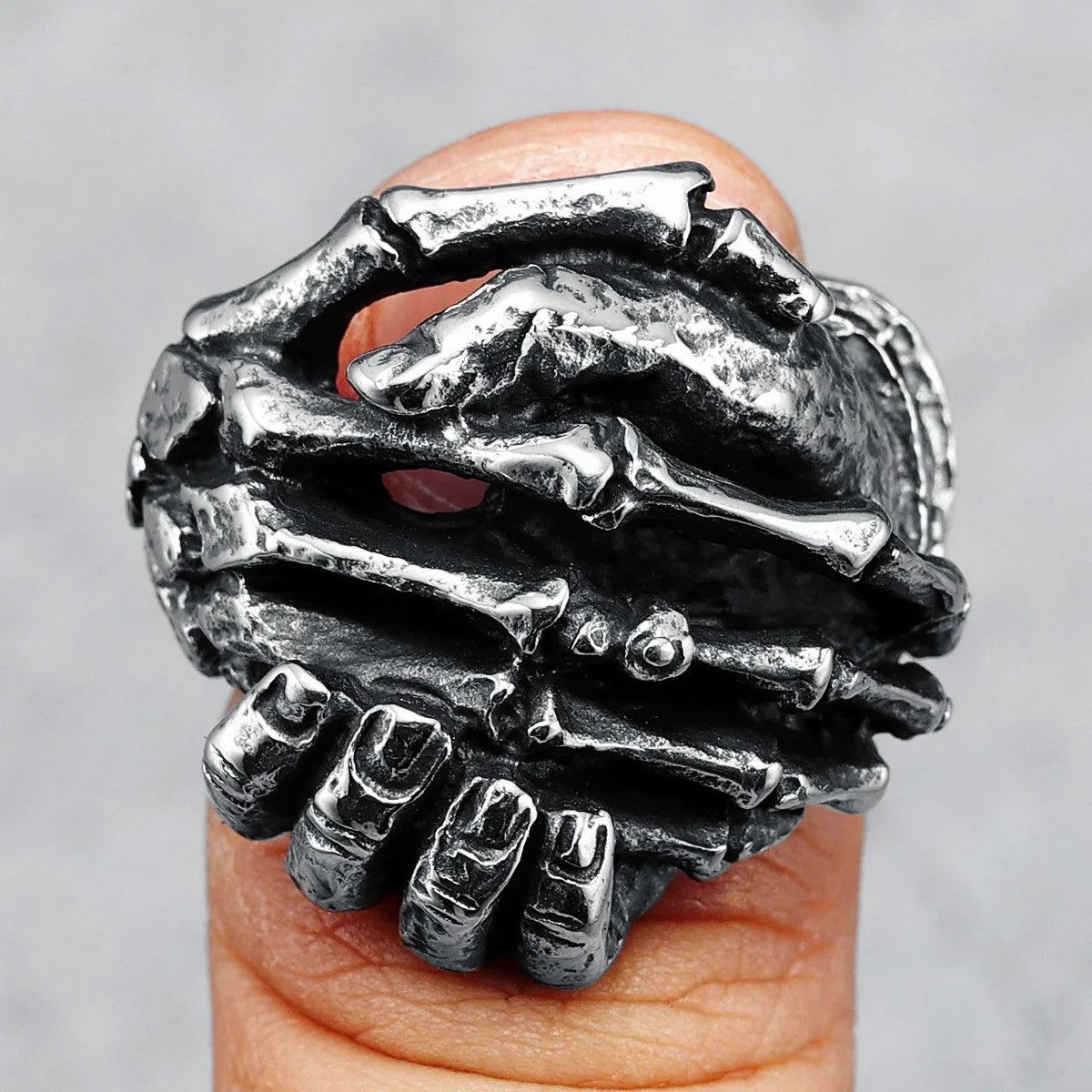 Jewelry Skeleton Shake Hands Ring Streetwear Jewelry Fashion Gift Size ONE SIZE - 4 Thumbnail
