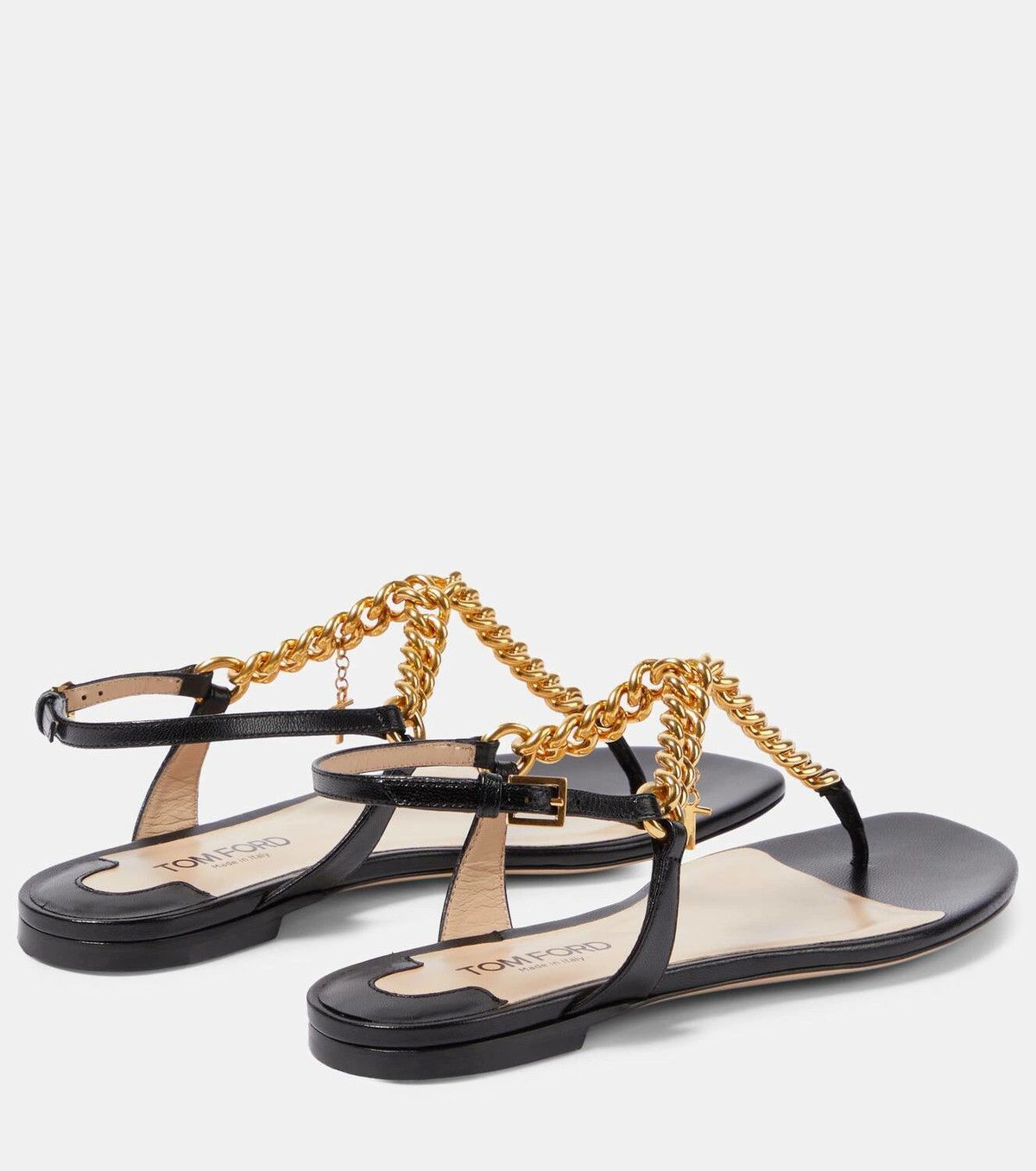Tom Ford o1y0126 Ankle Strap Thong Sandals in Black/Gold Size US 7 / IT 37 - 2 Thumbnail