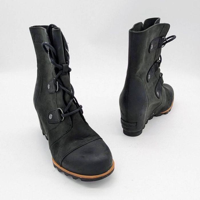 sorel black joan of arctic wedge