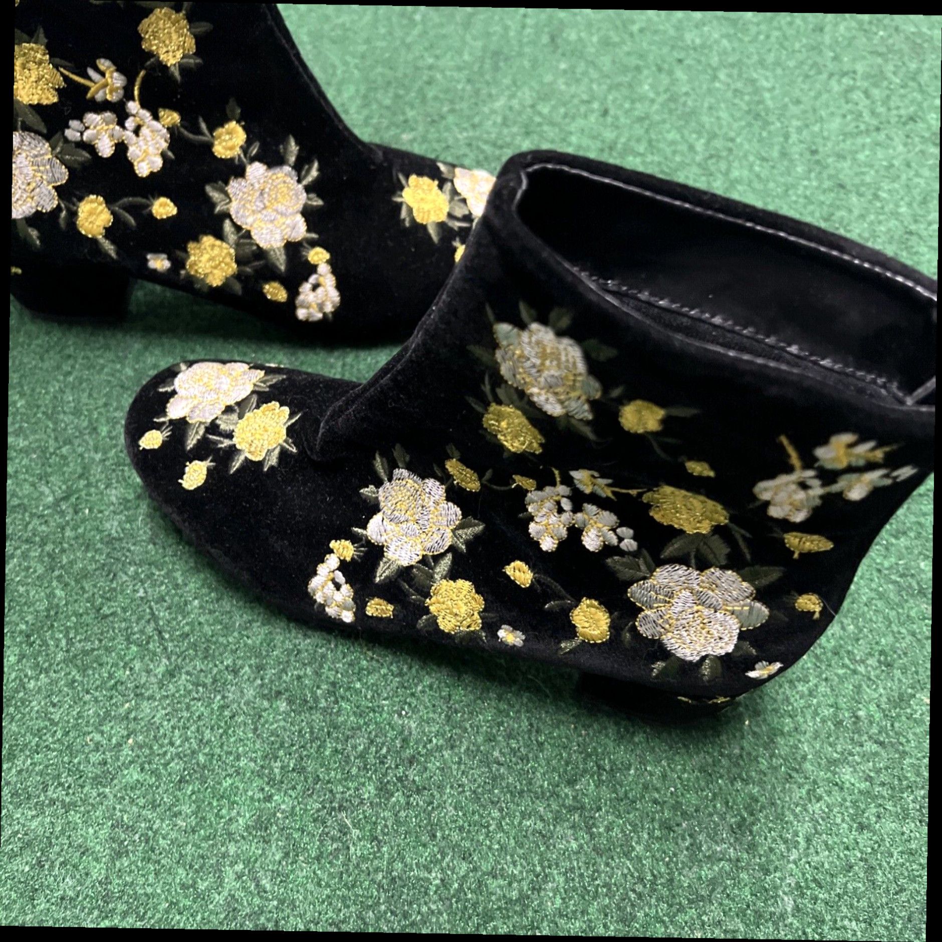 Topshop TOPSHOP Blossom Black Velvet Embroidered Boots, Size 37 / Sz 6.5 Size US 6.5 / IT 36.5 - 2 Thumbnail
