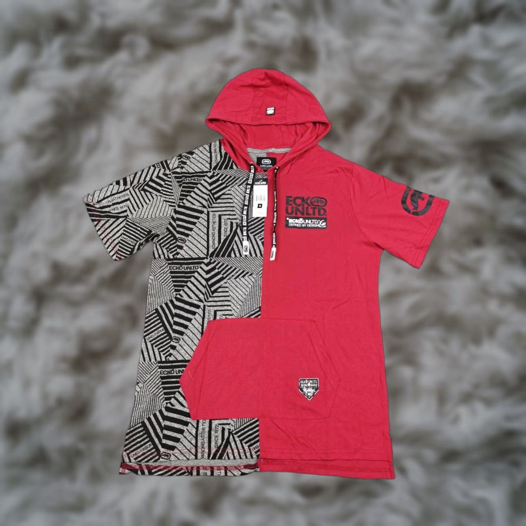 Ecko Unltd. VINTAGE Ecko Unltd Shirt Mens Medium Red Black Hooded Short Sleeve Split Pocket EO12K903 Size US M / EU 48-50 / 2 - 1 Thumbnail