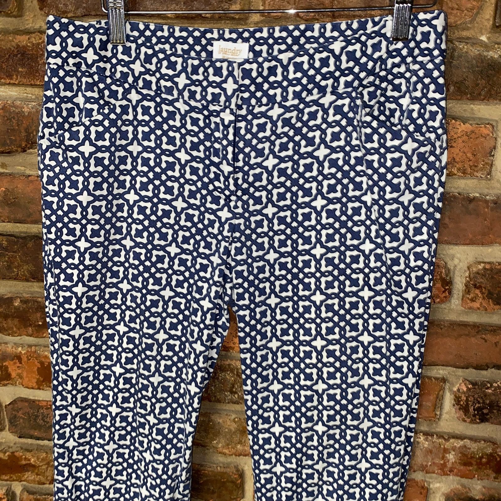 Laundry by Shelli Segal Laundry by Shelli Segal Blue White Slim Fit Cropped Pants 6 Size 28" / US 6 / IT 42 - 4 Thumbnail
