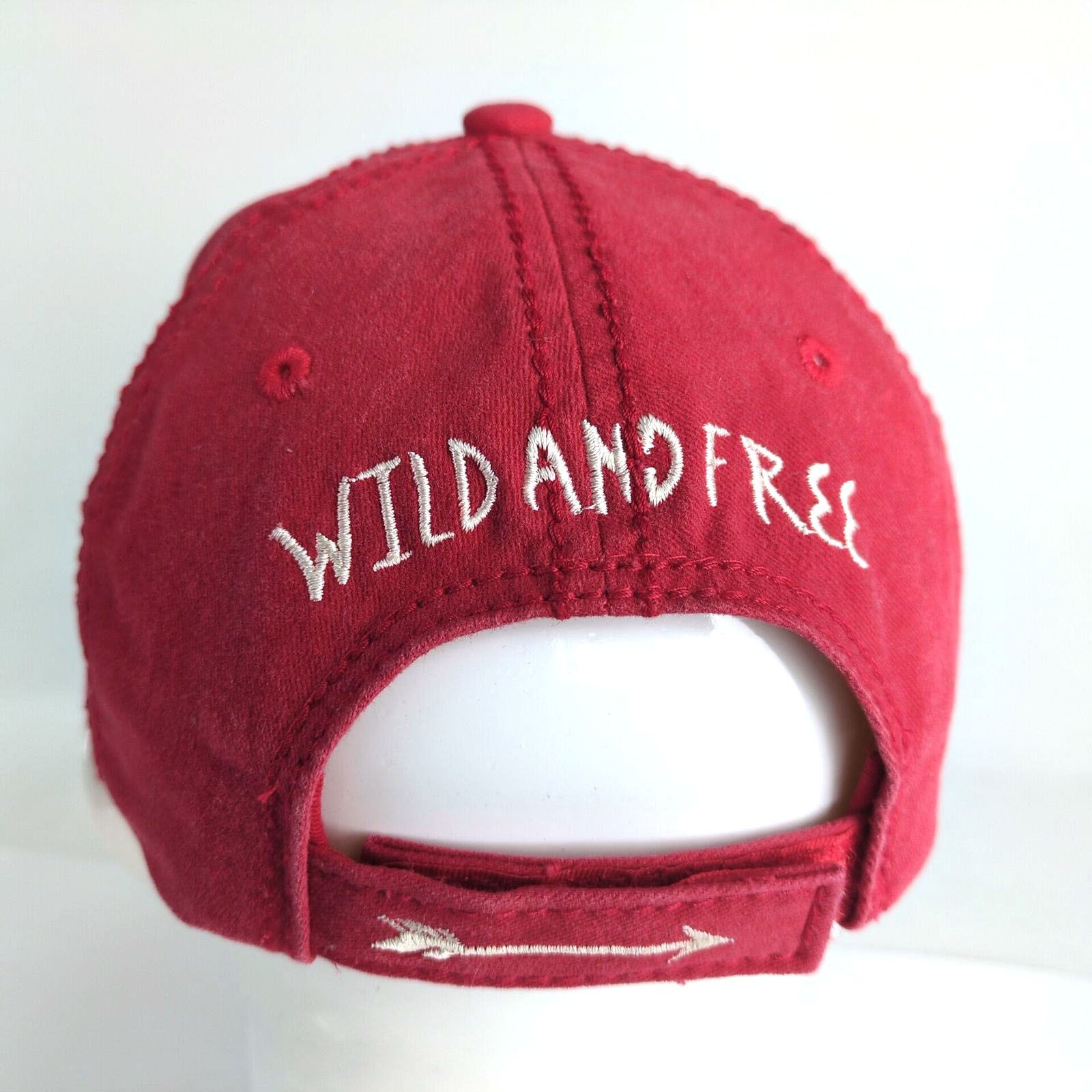 Other Wild And Free American Flag Distressed Red Baseball Cap Size ONE SIZE - 3 Thumbnail