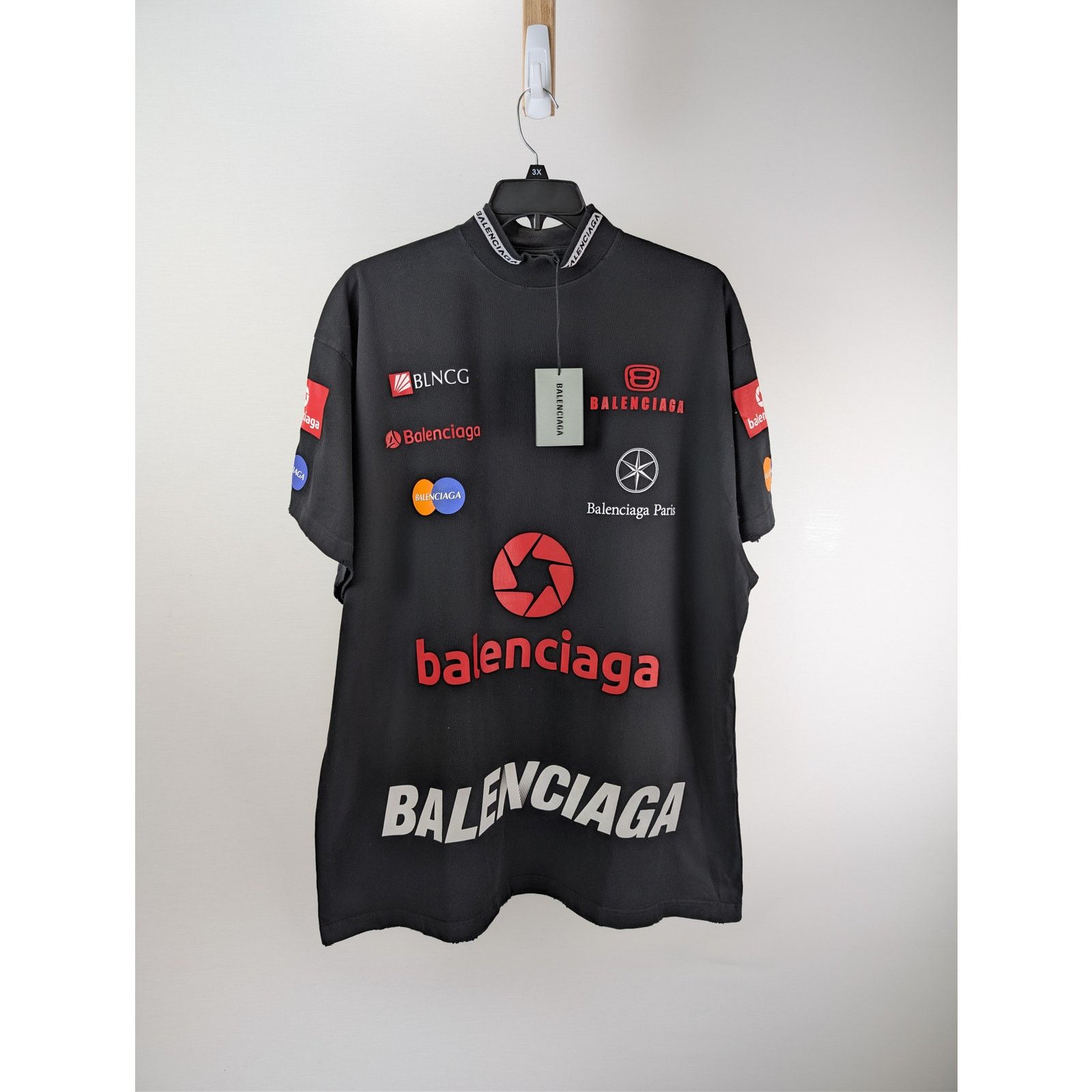 Balenciaga o1rshd1 Top League Vintage Jersey Short Sleeve Shirt Black Size US L / EU 52-54 / 3 - 1 Thumbnail