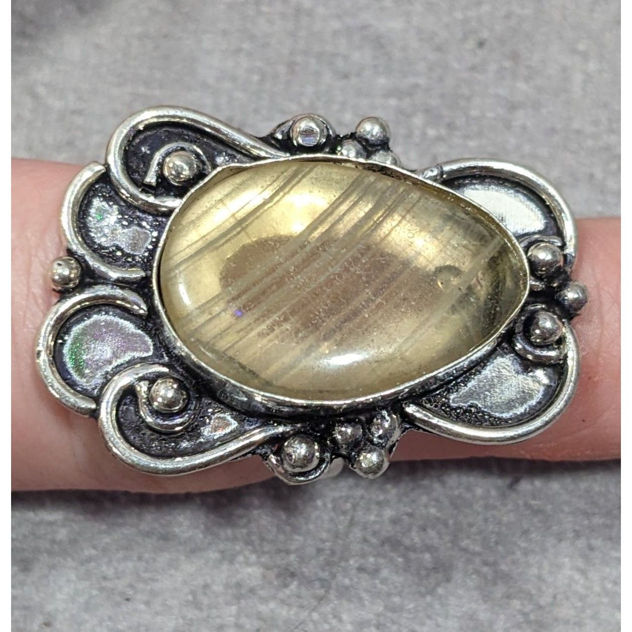 Other Victorian Style Rutilated Quartz Sterling Silver Statement R Size ONE SIZE - 7 Thumbnail