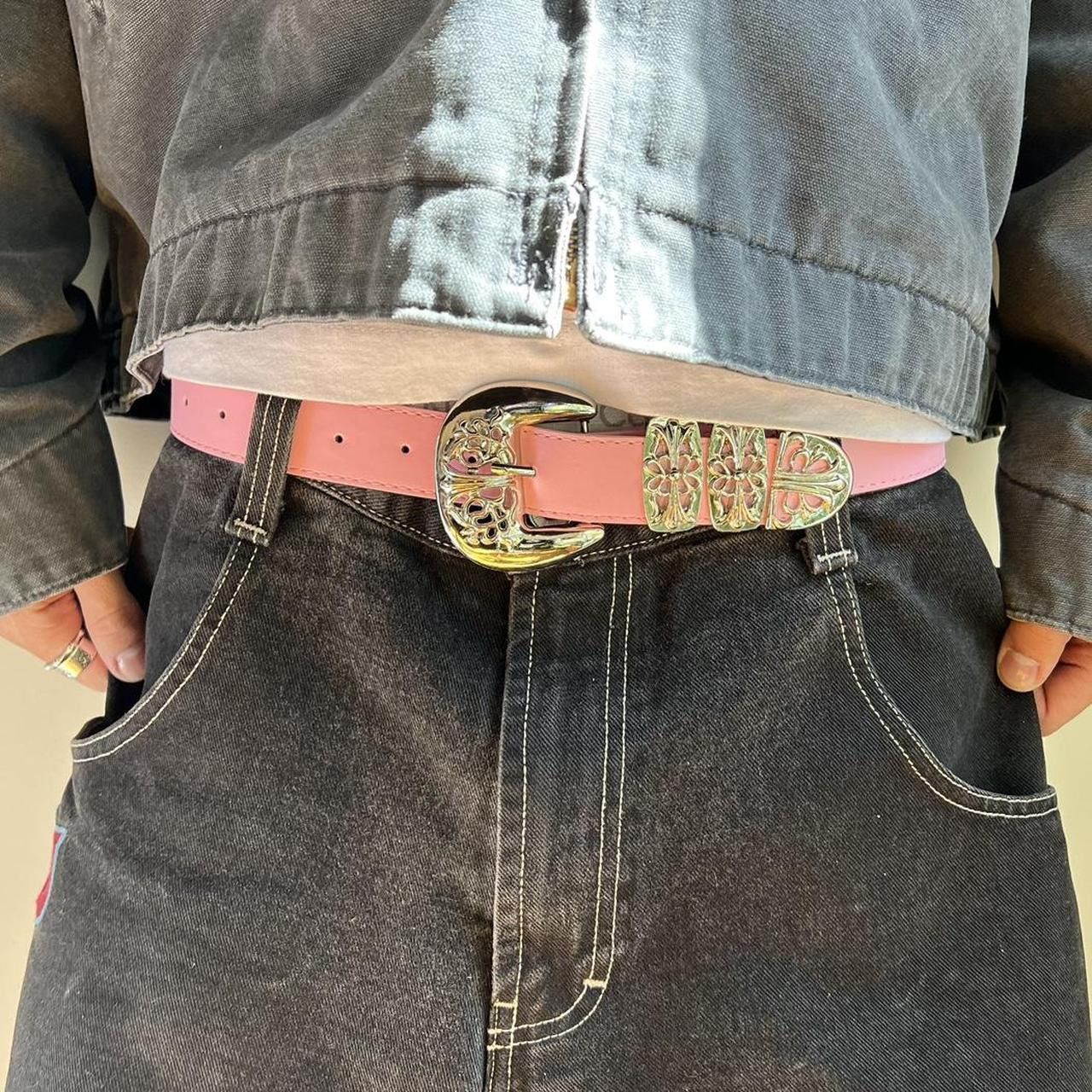 Cowboy Equipment vintage buckle pink american western design belt Size ONE SIZE - 1 Thumbnail
