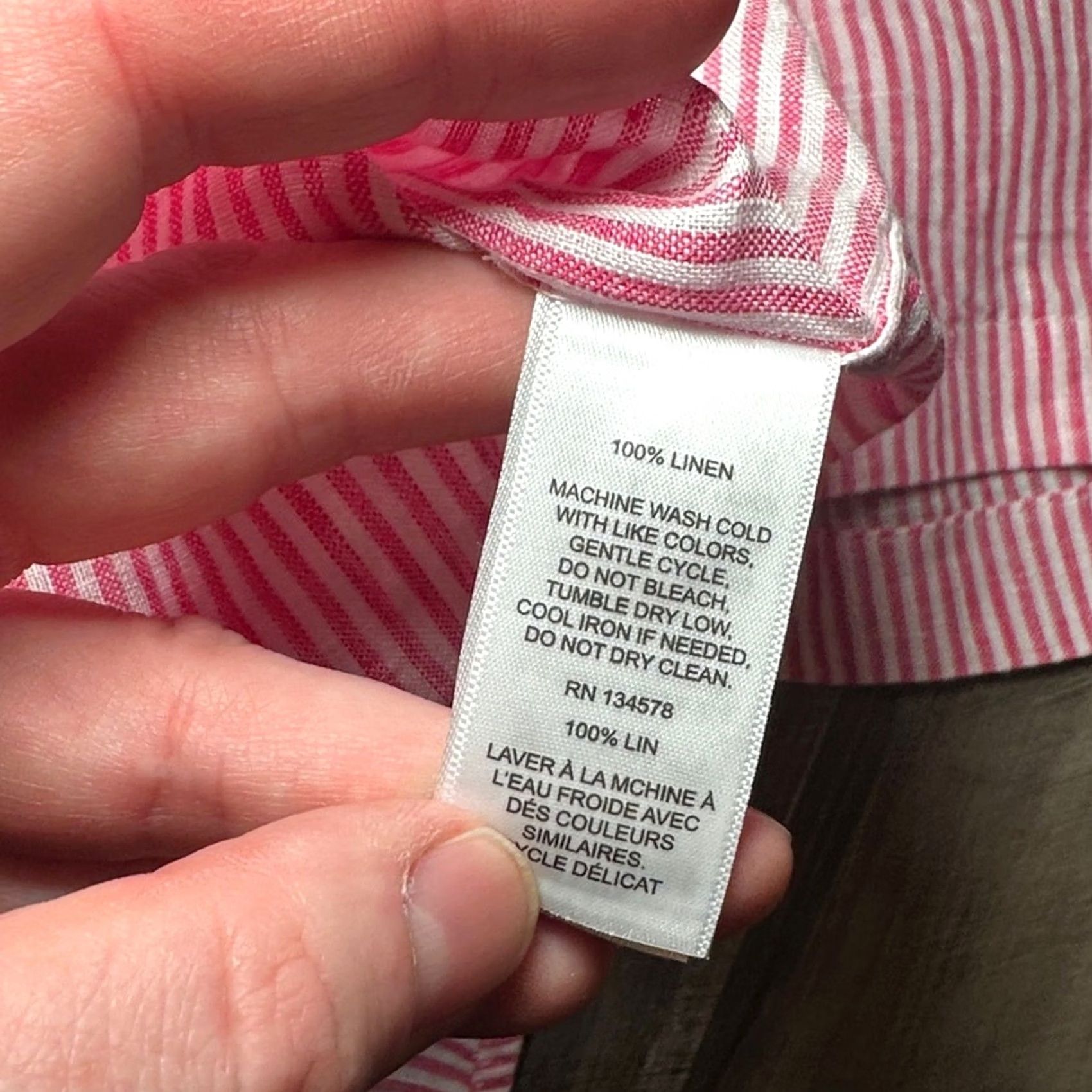 Vineyard Vines Vineyard Vines Linen Striped Lipstick Short Sleeve Button Down - Large Mens Shirt Pink Linen 100% Lipstick Striped S/S Jacket? Size US 33 - 6 Thumbnail