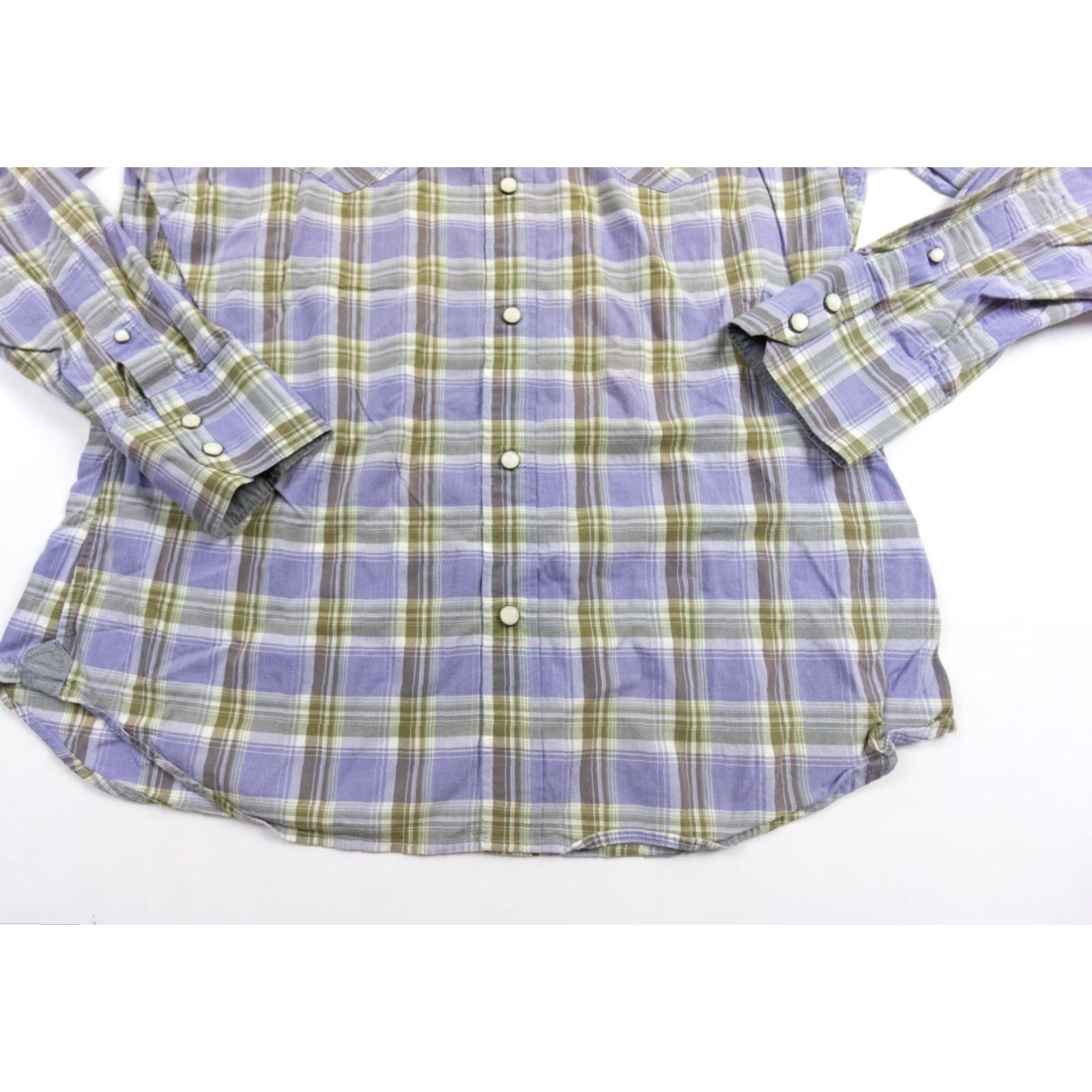 Banana Republic Banana Republic Shirt Men Medium Purple Western Button-Up Plaid Cotton Spandex Long Sleeve Non-Iron Casual Logo-free Mens Size US M / EU 48-50 / 2 - 4 Thumbnail