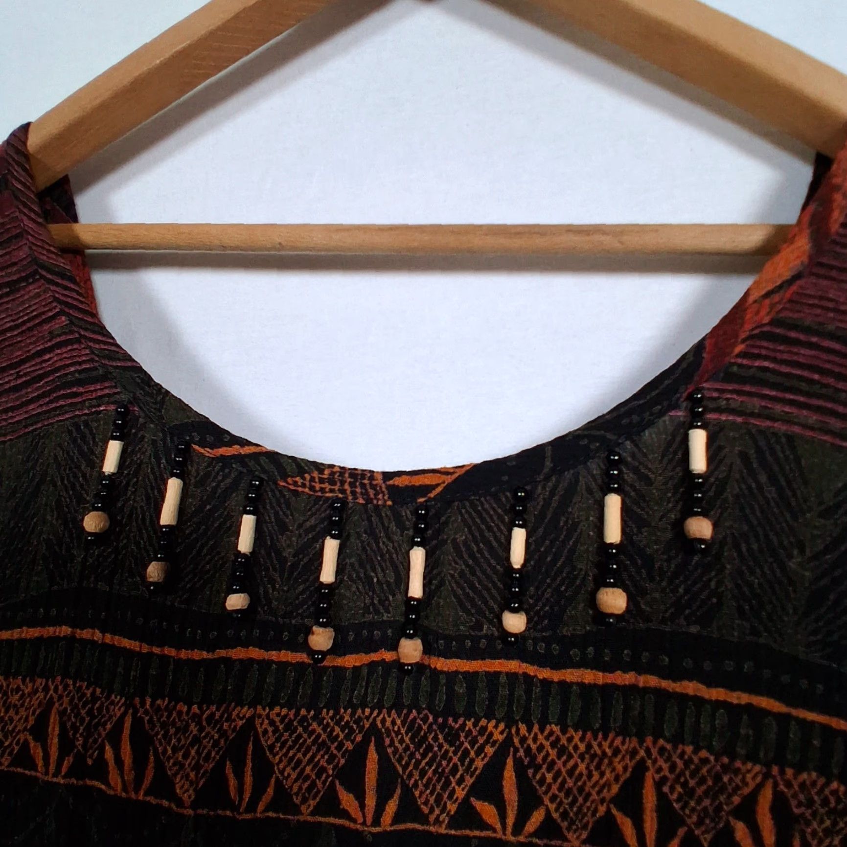 Vintage VINTAGE Nina Piccalino Maxi dress with top set 1990s Beads Crinkle Rayon Long Black 10 Womens Girls Men? Size L / US 10 / IT 46 - 7 Thumbnail