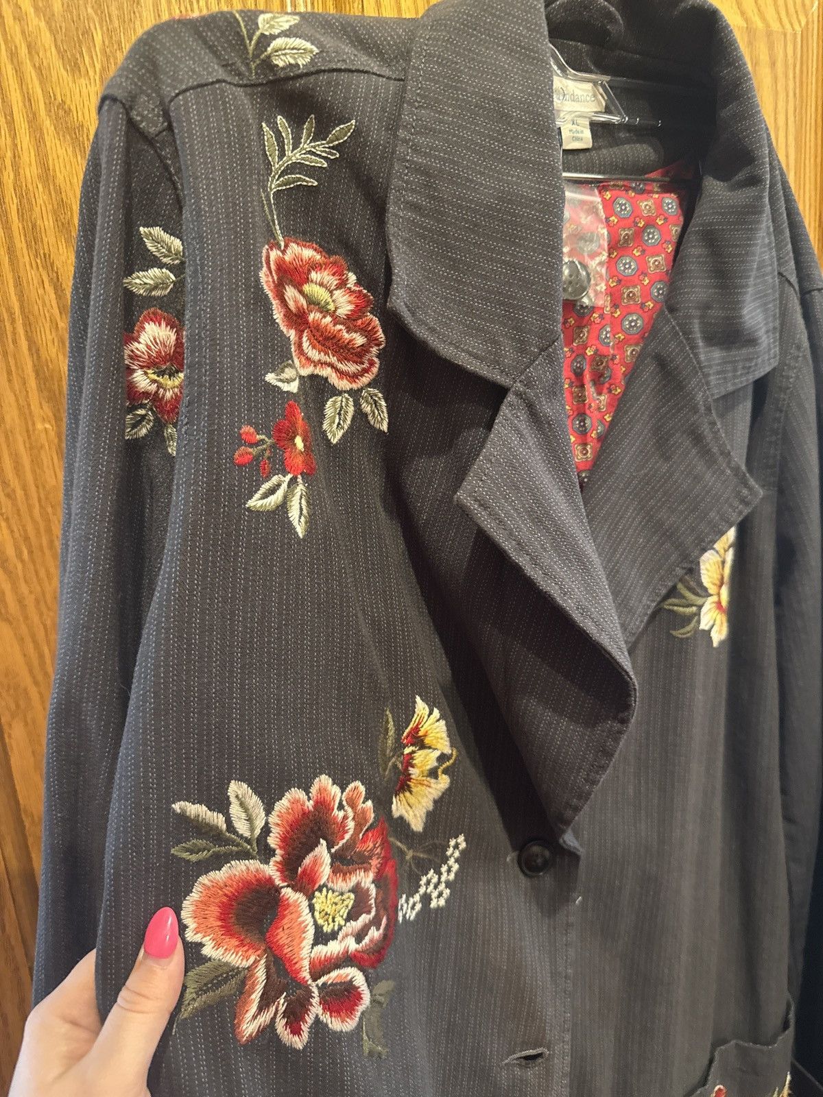 Other Grey with floral embroidery coat Size XL / US 12-14 / IT 48-50 - 2 Thumbnail