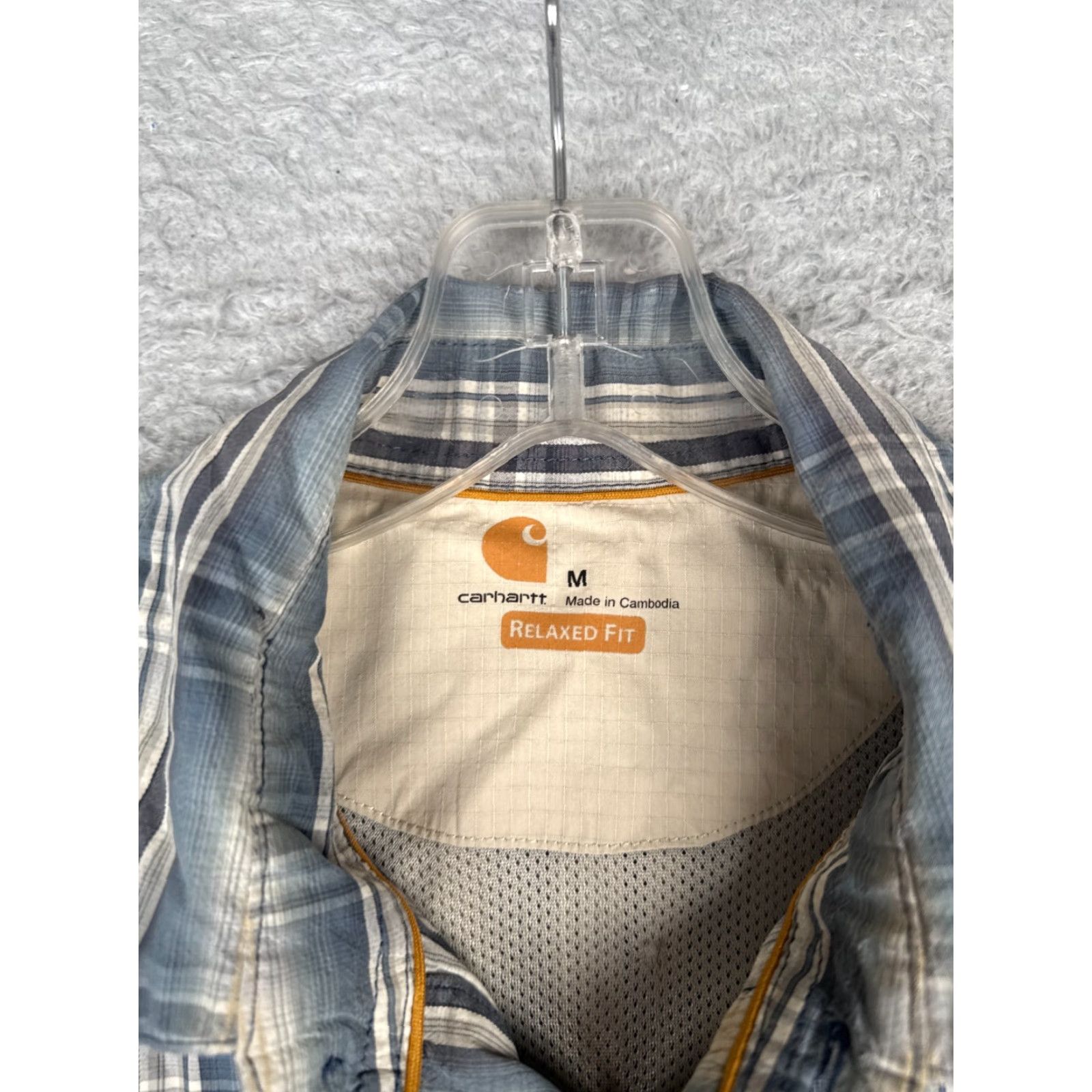 Carhartt Carhartt Shirt Men M Blue Plaid Cotton Button Up Short Sleeve Vented Casual Workwear All Seasons Pockets Button-Up Mens Regular Shirt Size US M / EU 48-50 / 2 - 7 Thumbnail