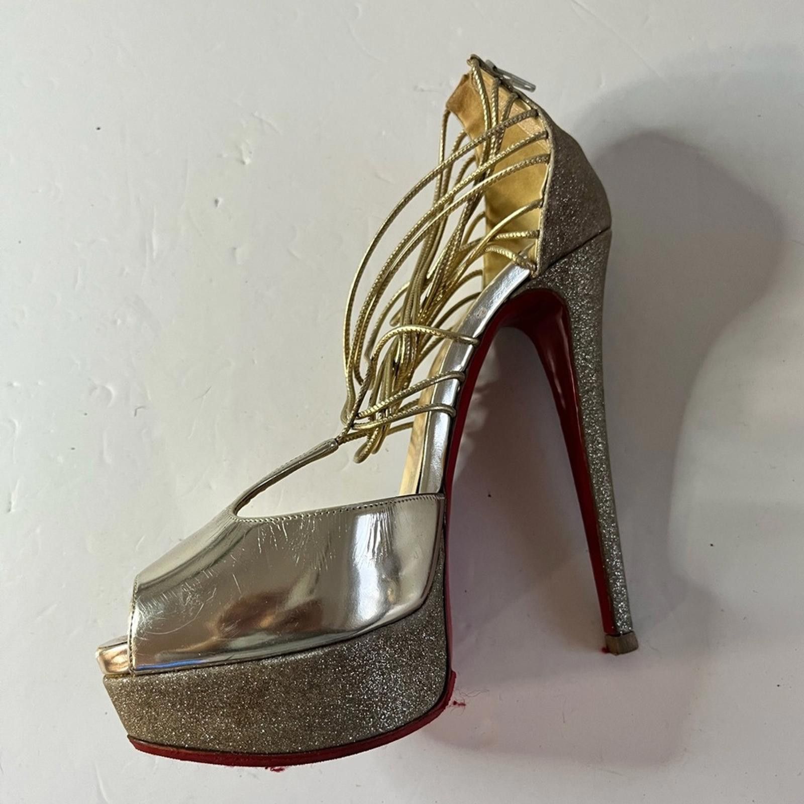 Christian Louboutin Christian Louboutin Lady Peep Glitter Platform Heels EU 36 Size US 5.5 / IT 35.5 - 11 Thumbnail