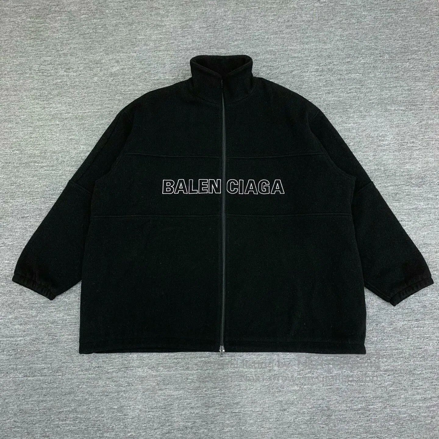 Balenciaga balenciaga black logo wool-cotton jacket. Size US L / EU 52-54 / 3 - 1 Thumbnail