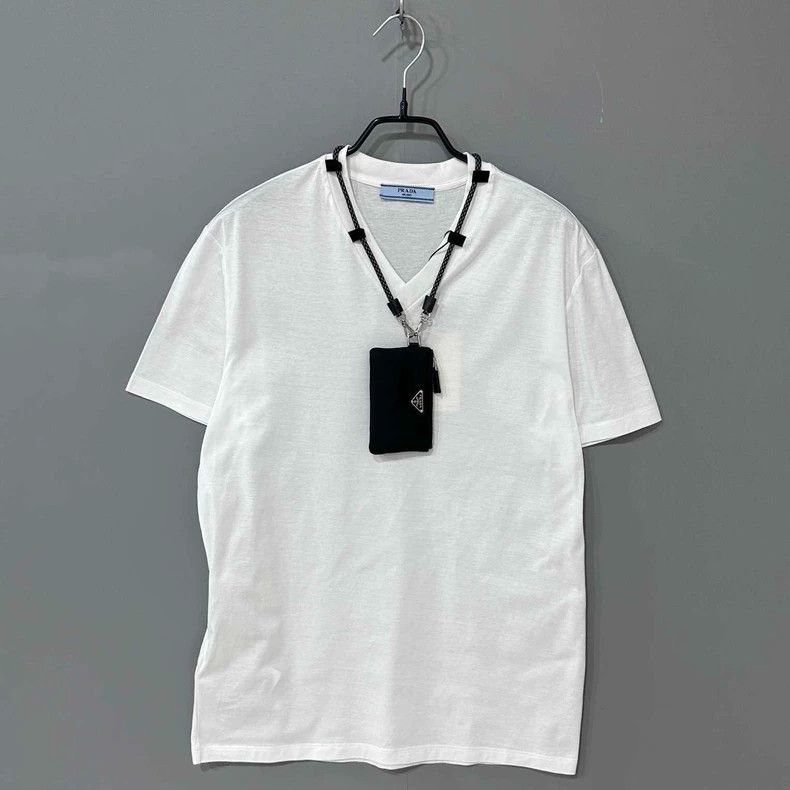 Prada PRADA White Cotton Round Neck Short Sleeve Size US M / EU 48-50 / 2 - 1 Thumbnail